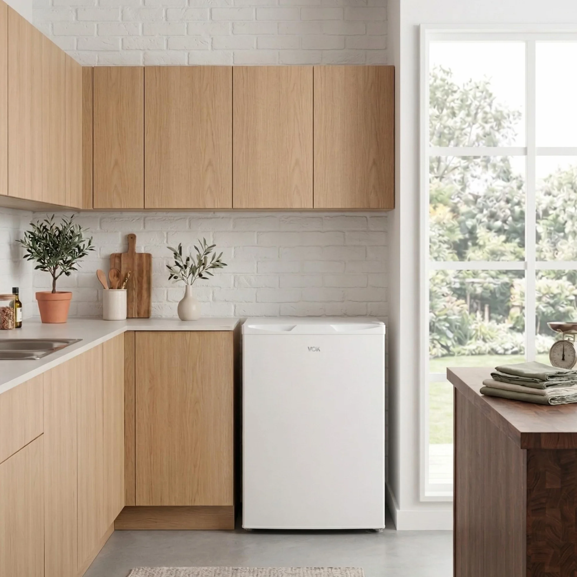 VOK Congelador Vertical Sobremesa 63 L Clase E Puerta Reversible Estático Blanco 82.5x45.3x45.5 cm