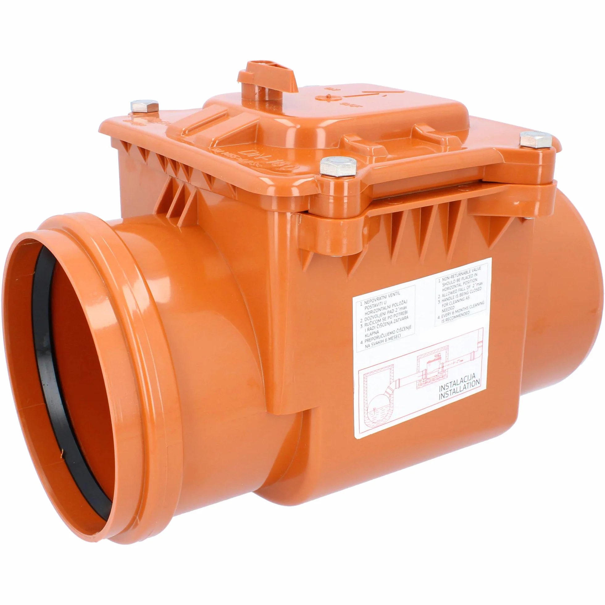PEŠTAN - Tapón antirretorno Ø DN 200, color naranja