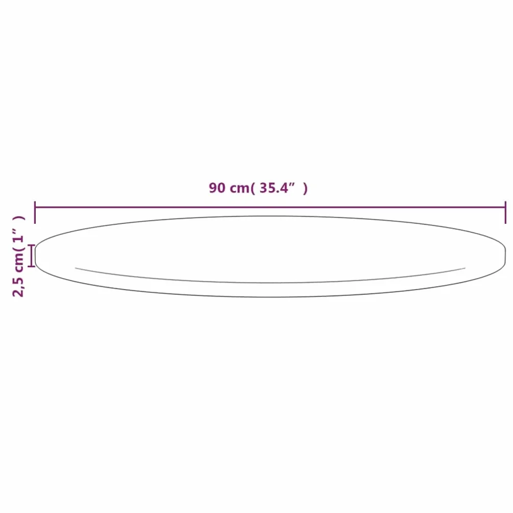Refined Superficie de Mesa Madera Maciza de Pino Blanco Ø90x2,5 cm
