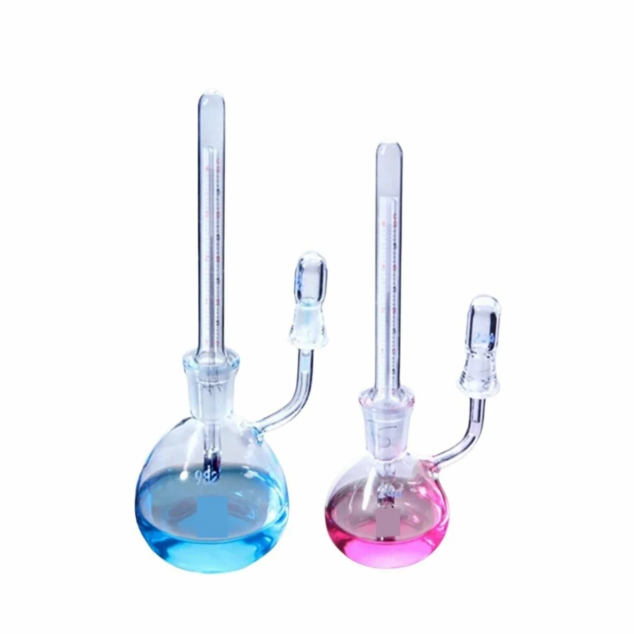 Matraz de vidrio con picnómetro de temperatura acoplado. Picnómetro sólido.(50ml)