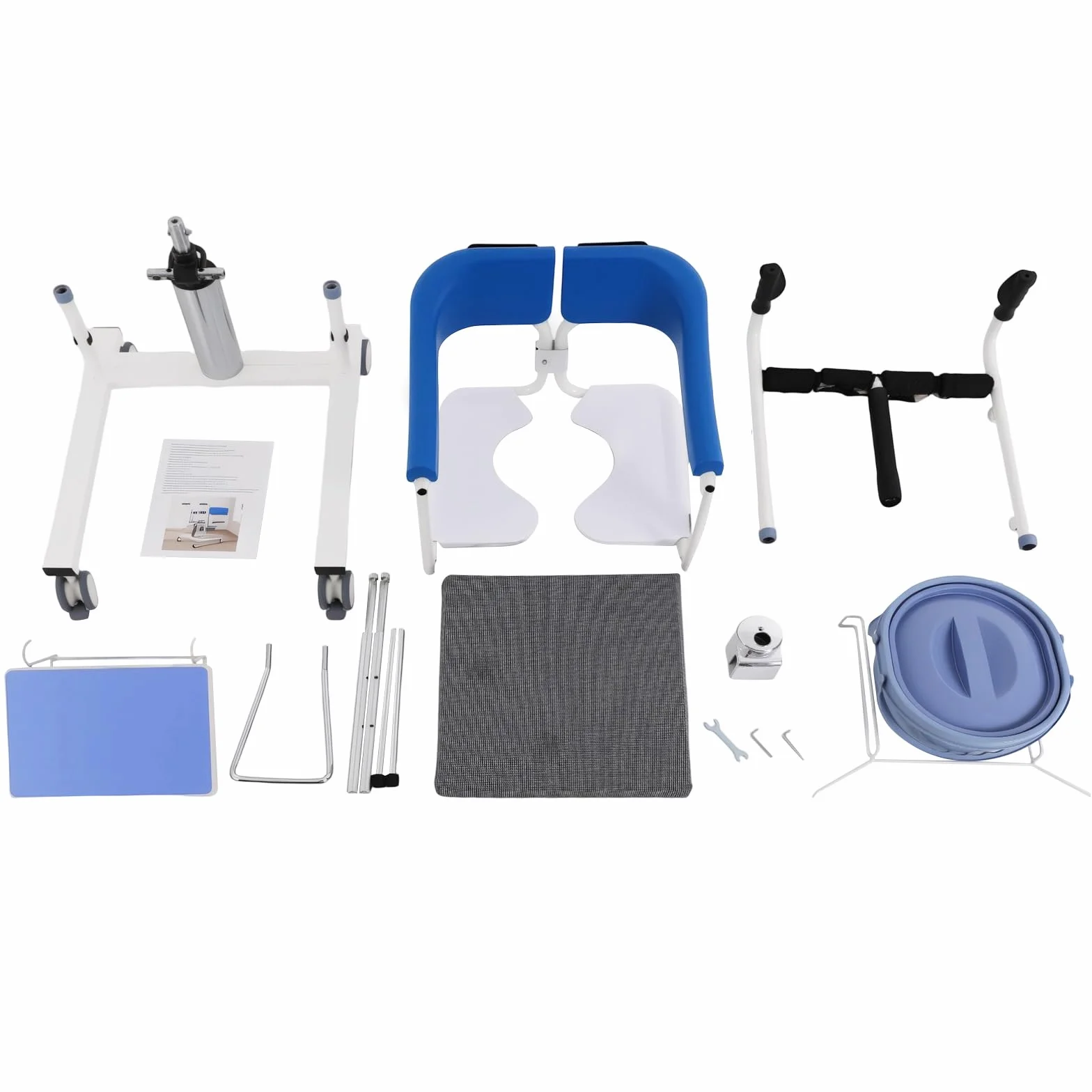 Elevador de pacientes, silla hidráulica de transferencia para pacientes, silla de transferencia hidráulica con ruedas para enfermos, ancianos con doble fijación (hebilla de seguridad y botón