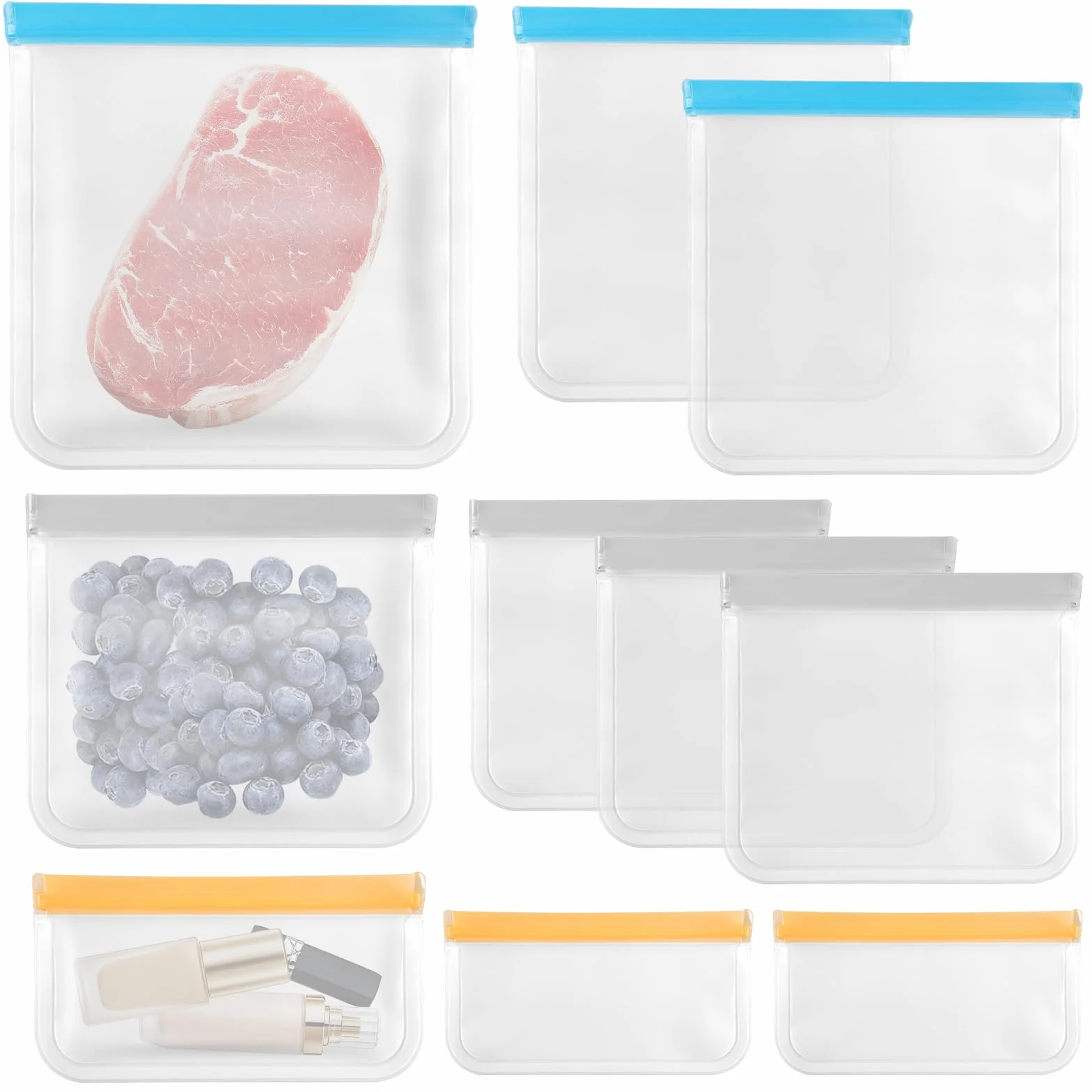 EXIN DECHEN Bolsas Congelacion Reutilizables Sin BPA 10 Piezas Almacenamiento Fruta Verdura Carne