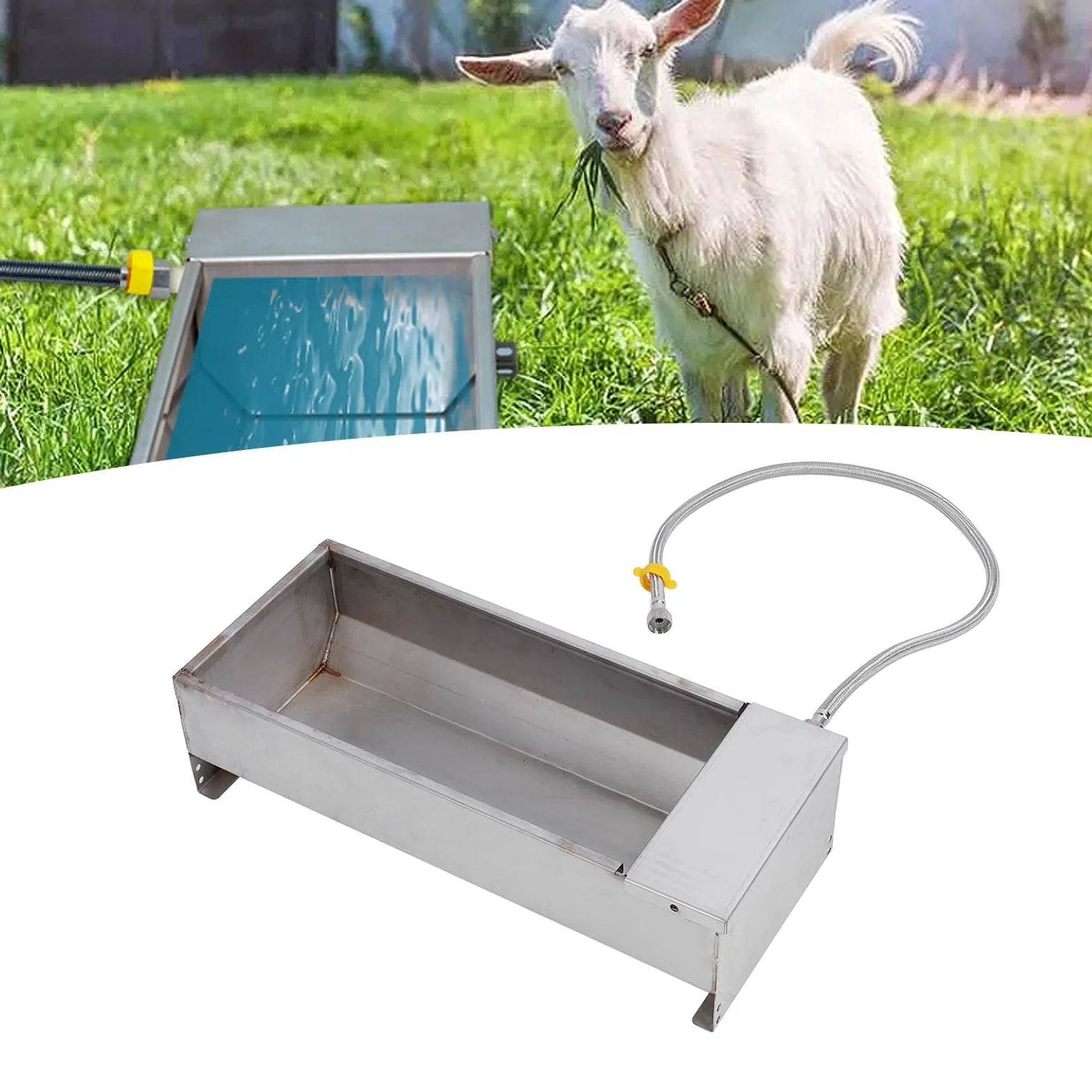 Tnfeeon Bebedero Automático para Ganado, Gran Capacidad, Autollenado, Tanque de Agua para Perros, Cuenco de Agua Potable para Animales con Válvula de Flotador, Bebedero de Metal para