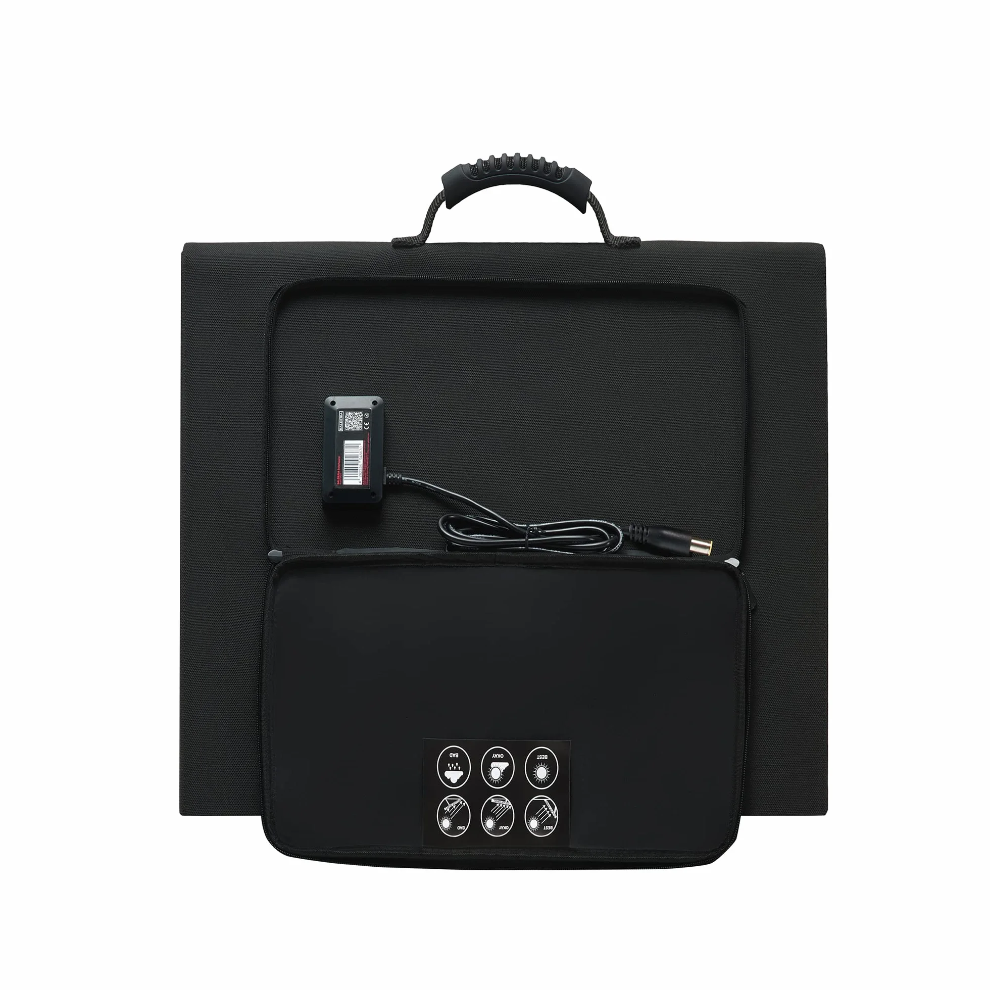 BALDERIA Solarboard 200W | Panel solar plegable | Placa solar para estaciones de energía, baterías, generadores móviles | Con DC, USB, 4 soportes y asa | Para exteriores, camping, autocaravana, barco
