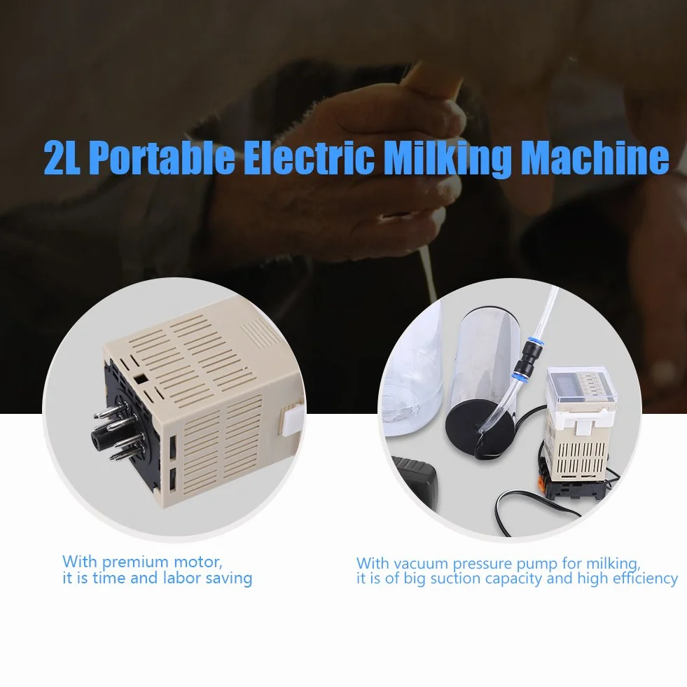 Cocoarm - Melkmaschine eléctrica portátil de 2 l con regulador de impulsos, para vaca de vaca, 100-250 V, enchufe de la UE (enchufe de la UE)
