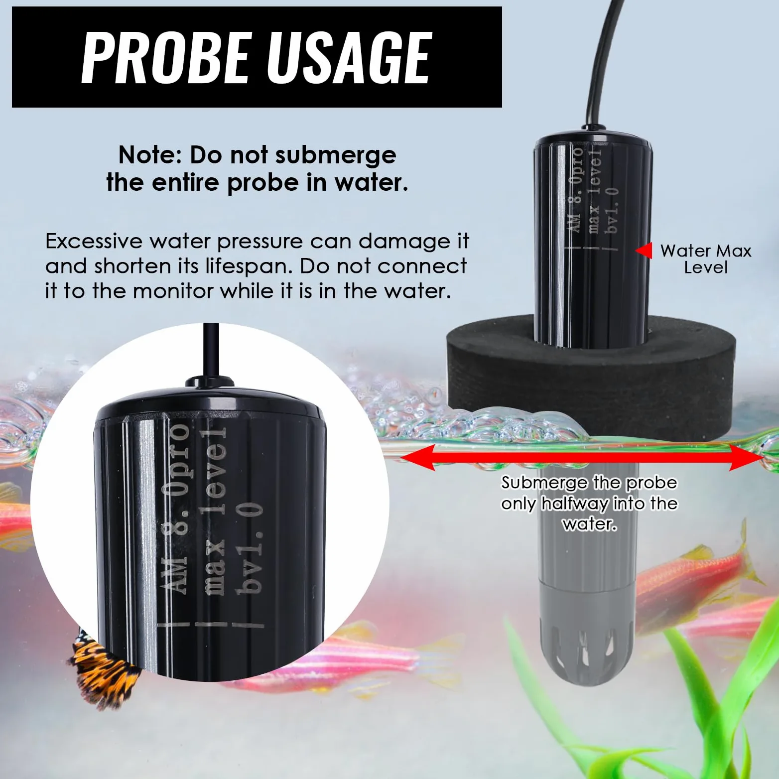 TEKCOPLUS Monitor inteligente WiFi de calidad del agua, 7 en 1, probador digital de acuario e hidropónico para pH, temperatura, TDS, salinidad EC, gravedad específica y sonda multiparámetro ORP en