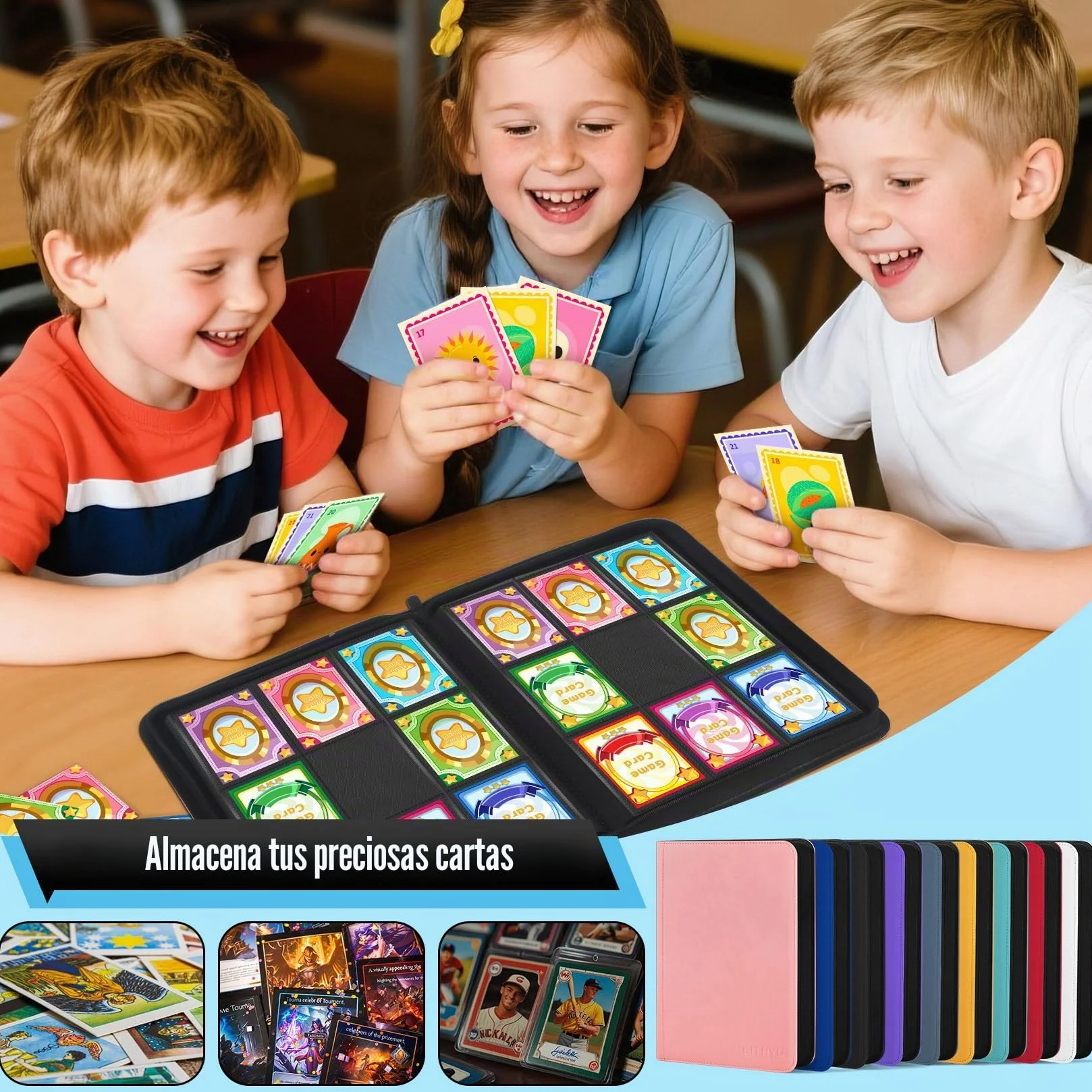 WITHYU Álbum de Colección de Cartas 9 Bolsillos 540 Cartas Carpeta Impermeable Carga Lateral Cremallera TCG Fútbol Coleccionables Negro