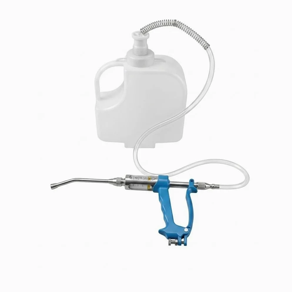 Pistola de empapado continuo resistente de 30 ml, compatible con sistemas de admisión de ovejas, caballos y cerdos, cubo de alimentación continua ajustable para mantenimiento de granjas