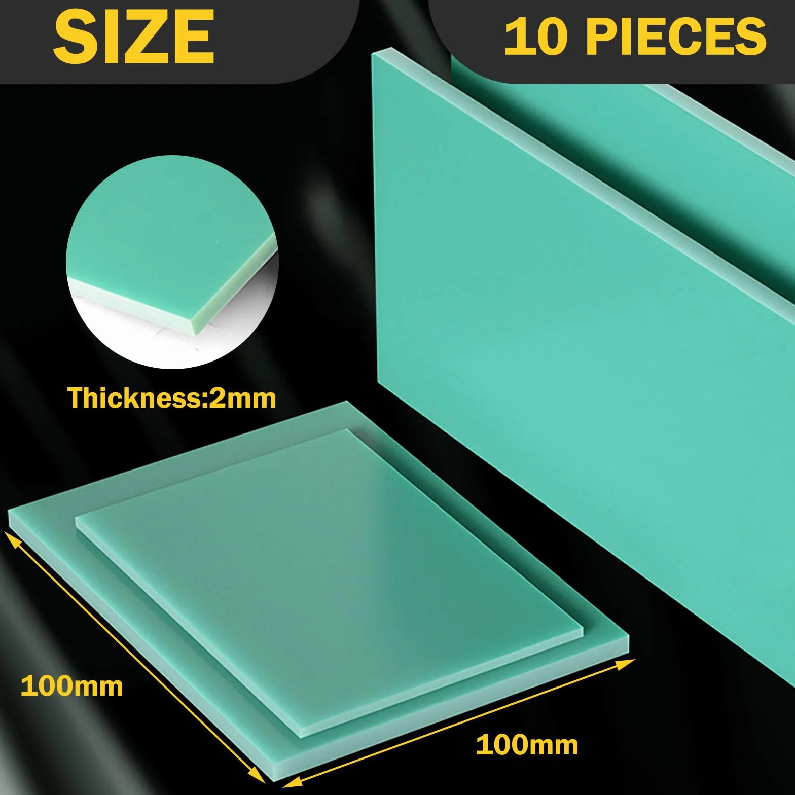 Lámina de fibra de vidrio FR4 verde agua de 500 x 500 mm - Panel aislante de resina epoxi for reparación de PCB y proyectos de bricolaje(500x500x4mm)
