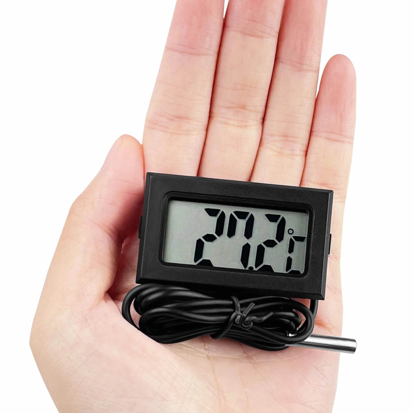 Termómetro Acuario Digital LCD Negro con Sonda Externa Impermeable para Refrigerador Congelador