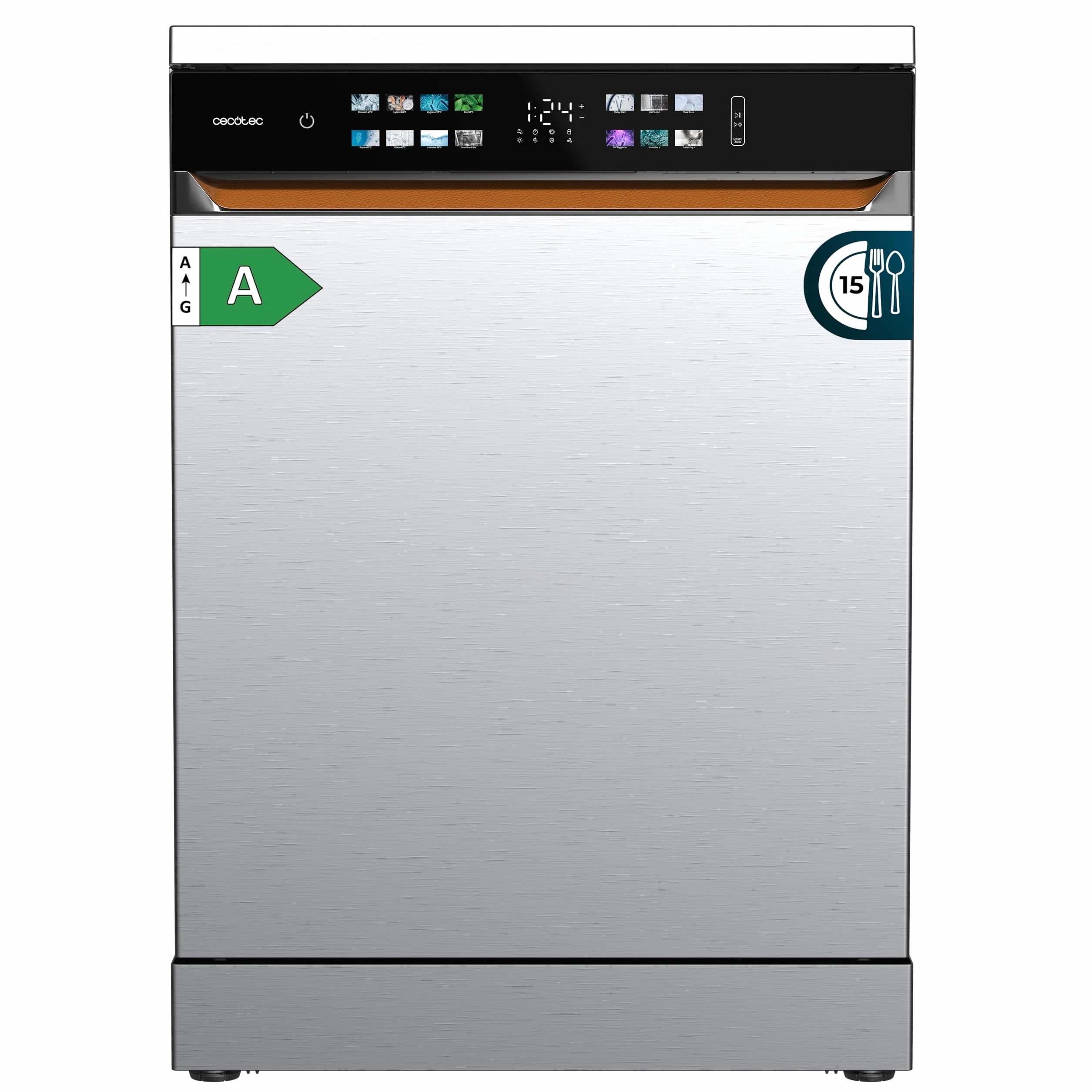 Cecotec Lavavajillas Independiente 60 cm Bolero Aguazero 6900 Inox 15 Cubiertos 8 Programas Clase A Motor Inverter Plus