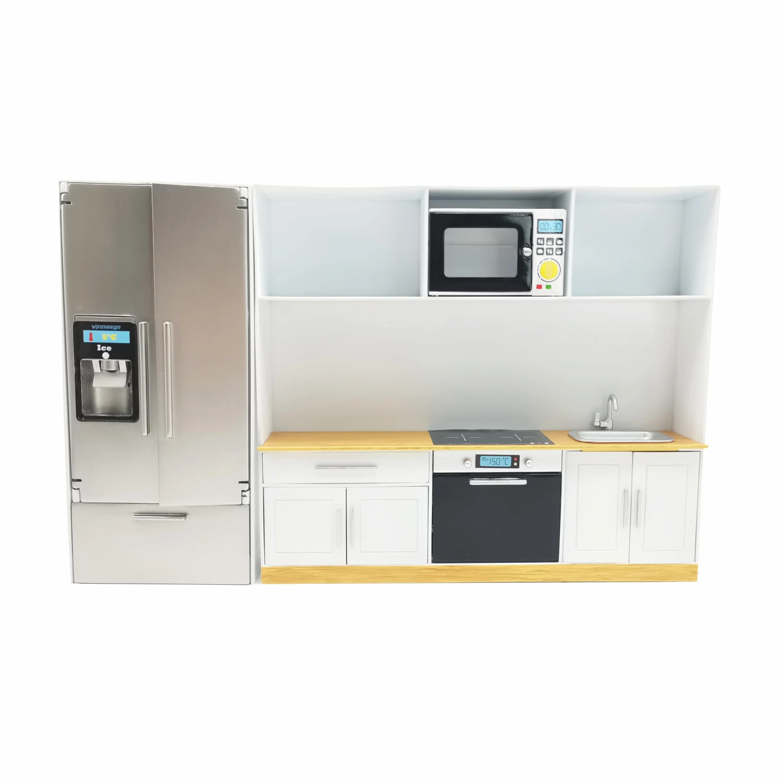 Bizak Mini World Playset Cocina, Set de Cocina con Horno, Microondas, Frigorífico, Dispensador de Hielo y Accesorios, Niños y Niñas +6 Años