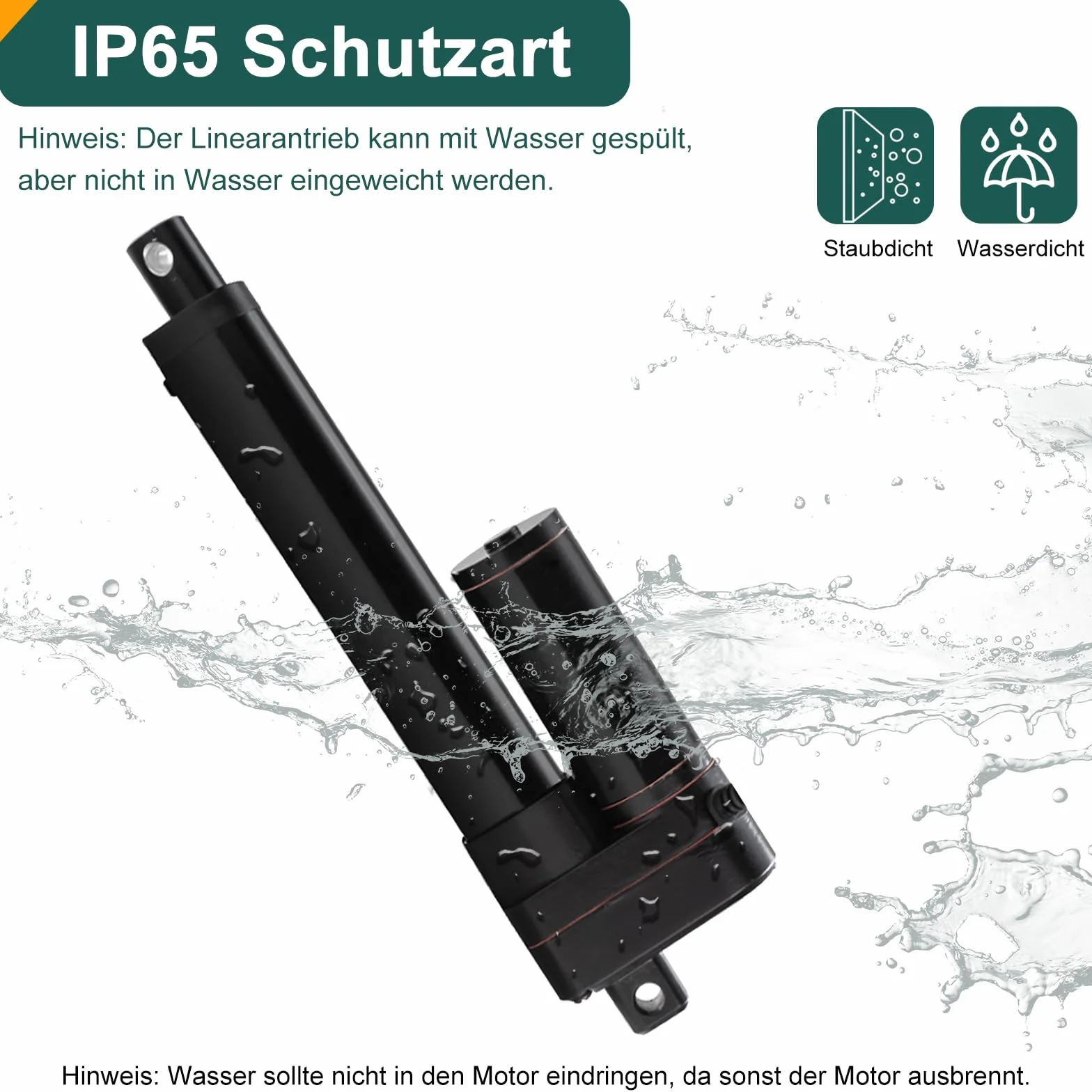 Actuador lineal de 12 V, 2000 N, 550 mm, longitud de carrera IP65, resistente al agua, 8 mm/s, actuador lineal, motor lineal con soportes de montaje, para abridor de puertas, rastreador solar