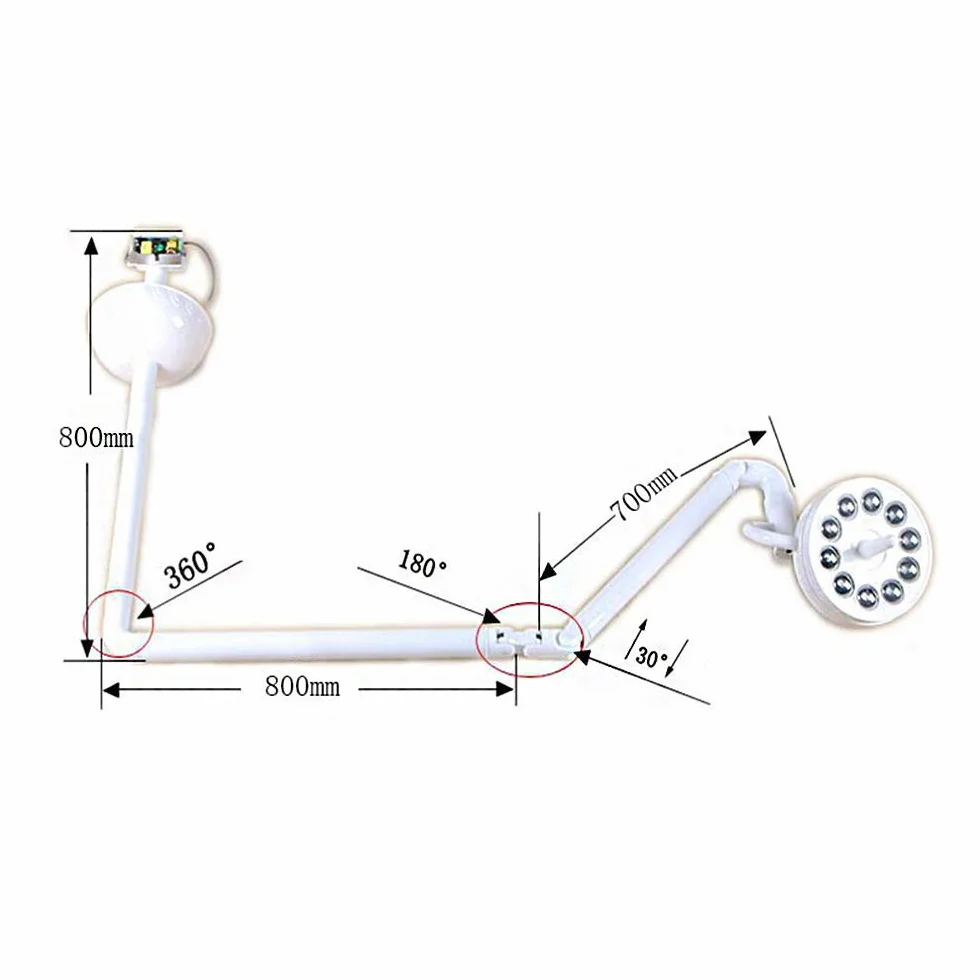 Luz LED para Examen médico quirúrgico de Techo, 30 W Interruptor de Sensor de lámpara sin Sombras/Interruptor de Palanca, para Examen quirúrgico de Techo Ajustable - Cirugía de Mascotas Dep
