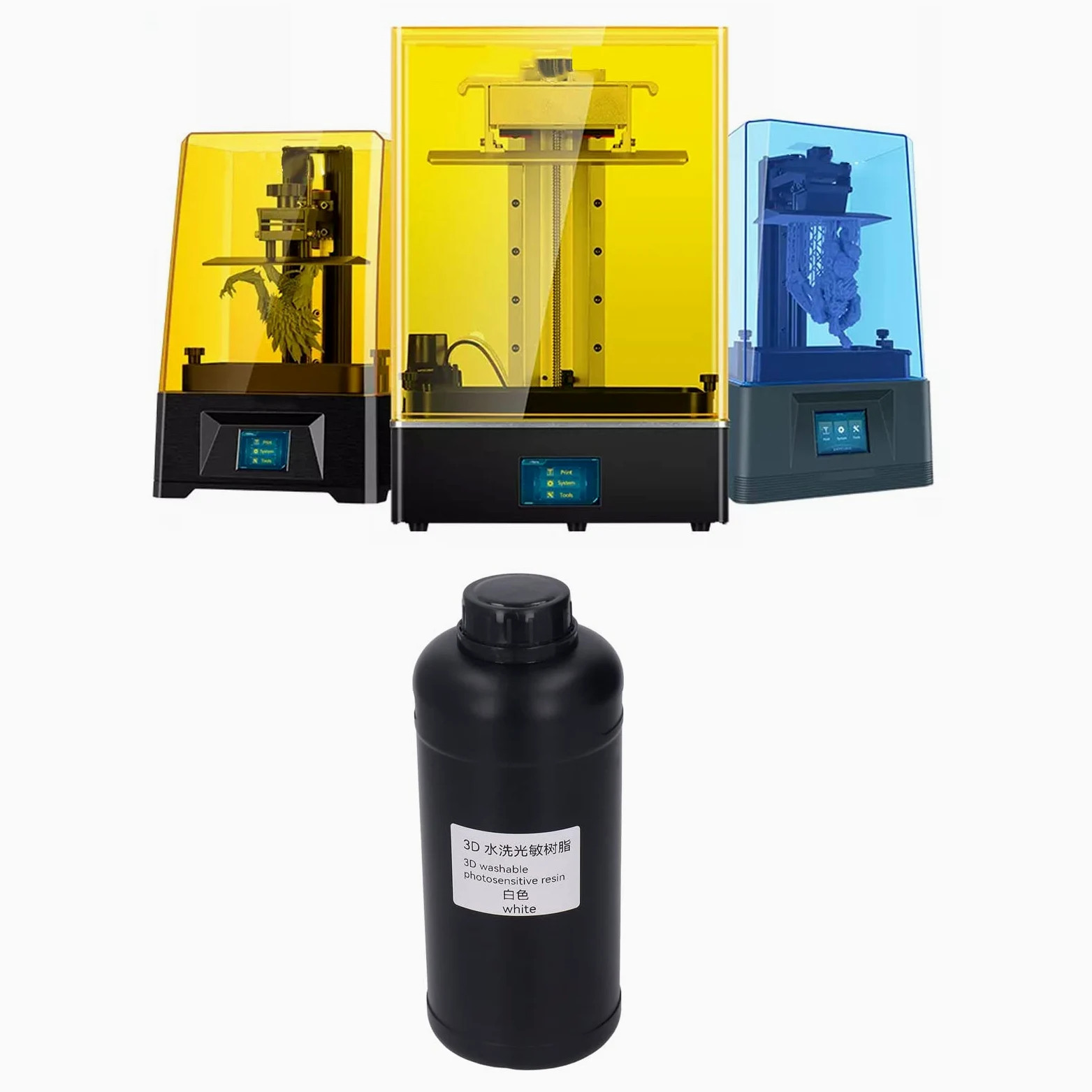 Resina Torvex, 1000 ml, lavable con agua, resina para impresoras 3D LCD DLP, fotopolímero de curado por luz para impresión de modelos. (Blanca)