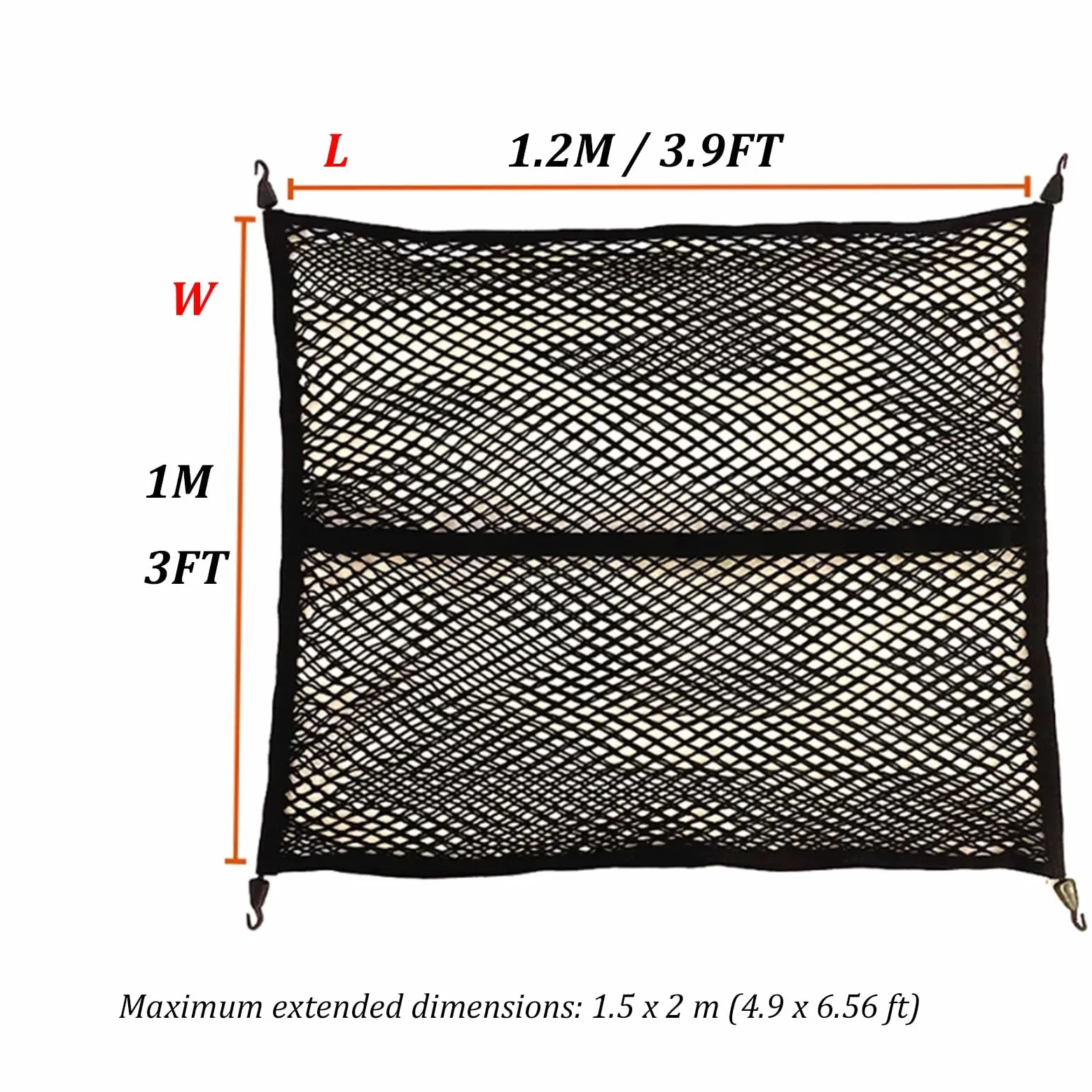 Organizador de Carga para camionetas: Red organizadora Sencilla para la Caja de la camioneta, Fabricada con Malla Fina de Alta Elasticidad.(1.2 * 1.5m)