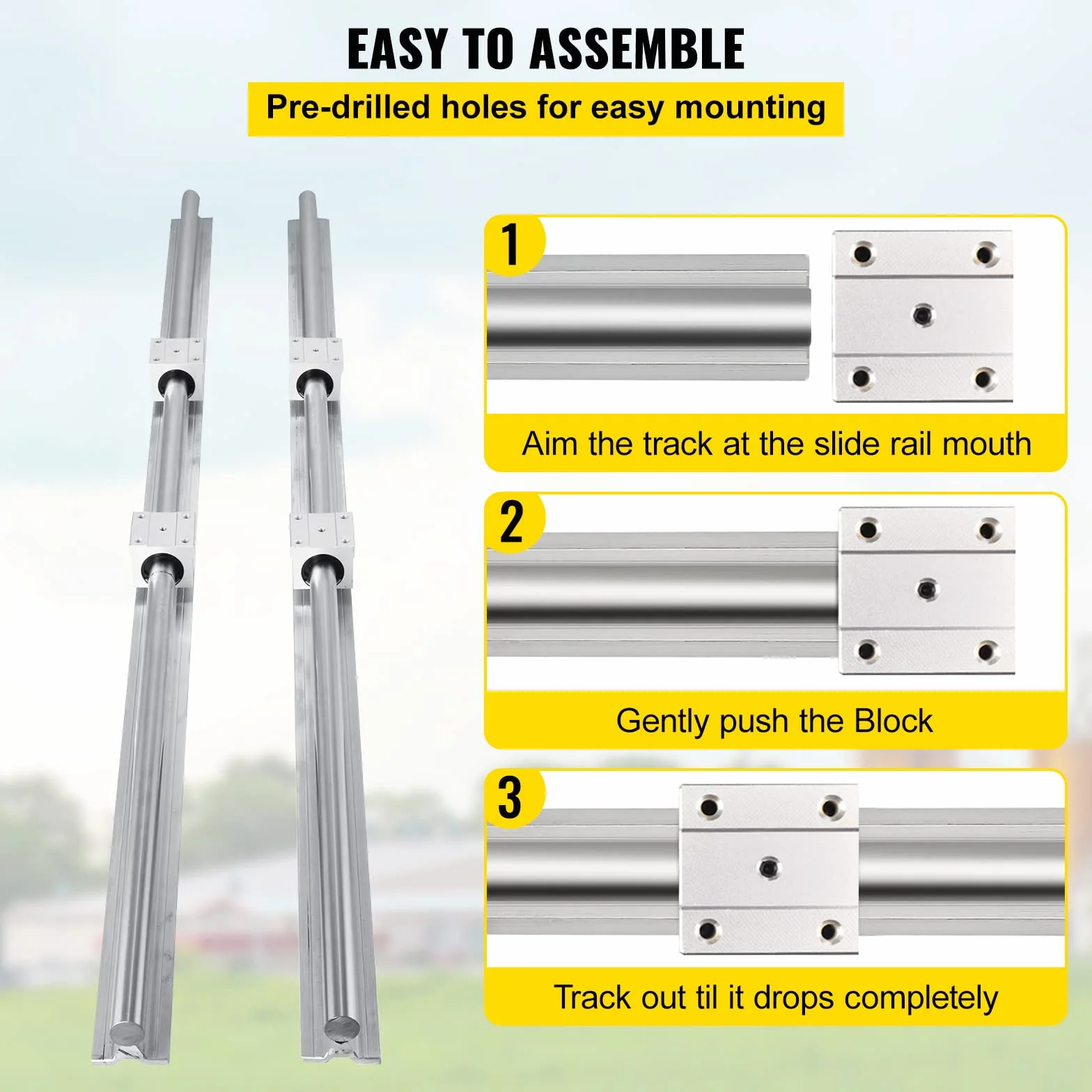 VEVOR SBR20 Guía Lineal Kit Deslizamiento Rodamiento 300-1000mm C7 Tornillos Bola
