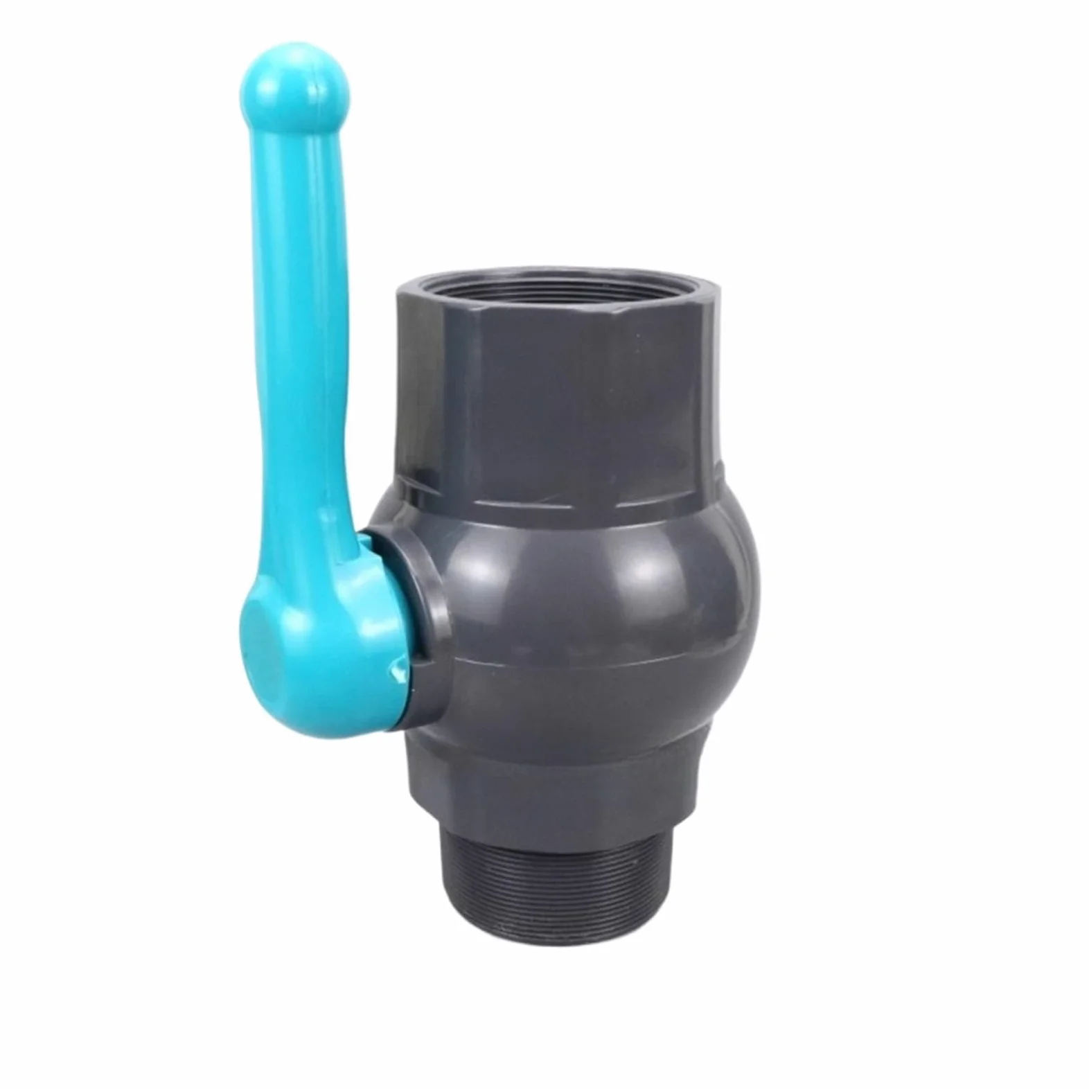 Llave de paso agua Válvula de bola rosca interna y externa PVC conexión rápida del interruptor tubería agua(90mm-black)