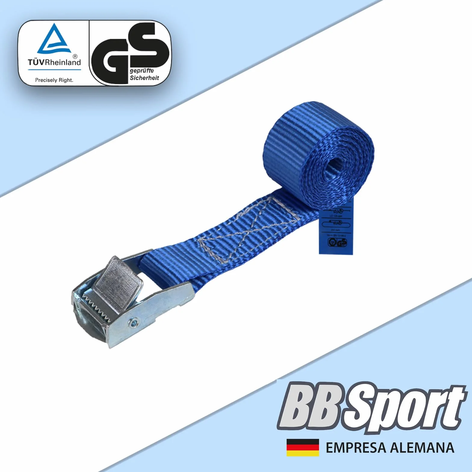 Correa de Amarre con Hebilla Azul 10 Piezas 2.5 cm x 1 m 250 kg DIN EN 12195-2