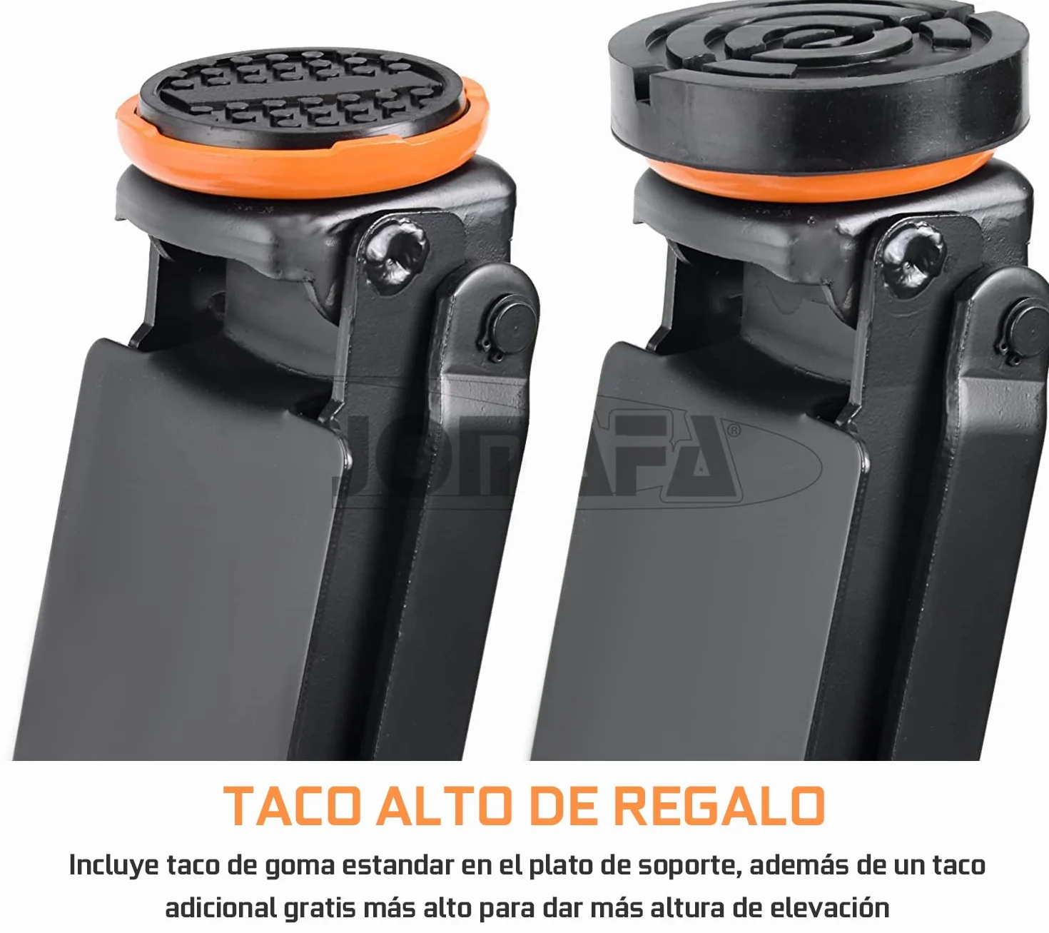 Juego Gato carretilla doble piston perfil bajo 3,5 toneladas (3500kg) + dos caballetes 6 ton
