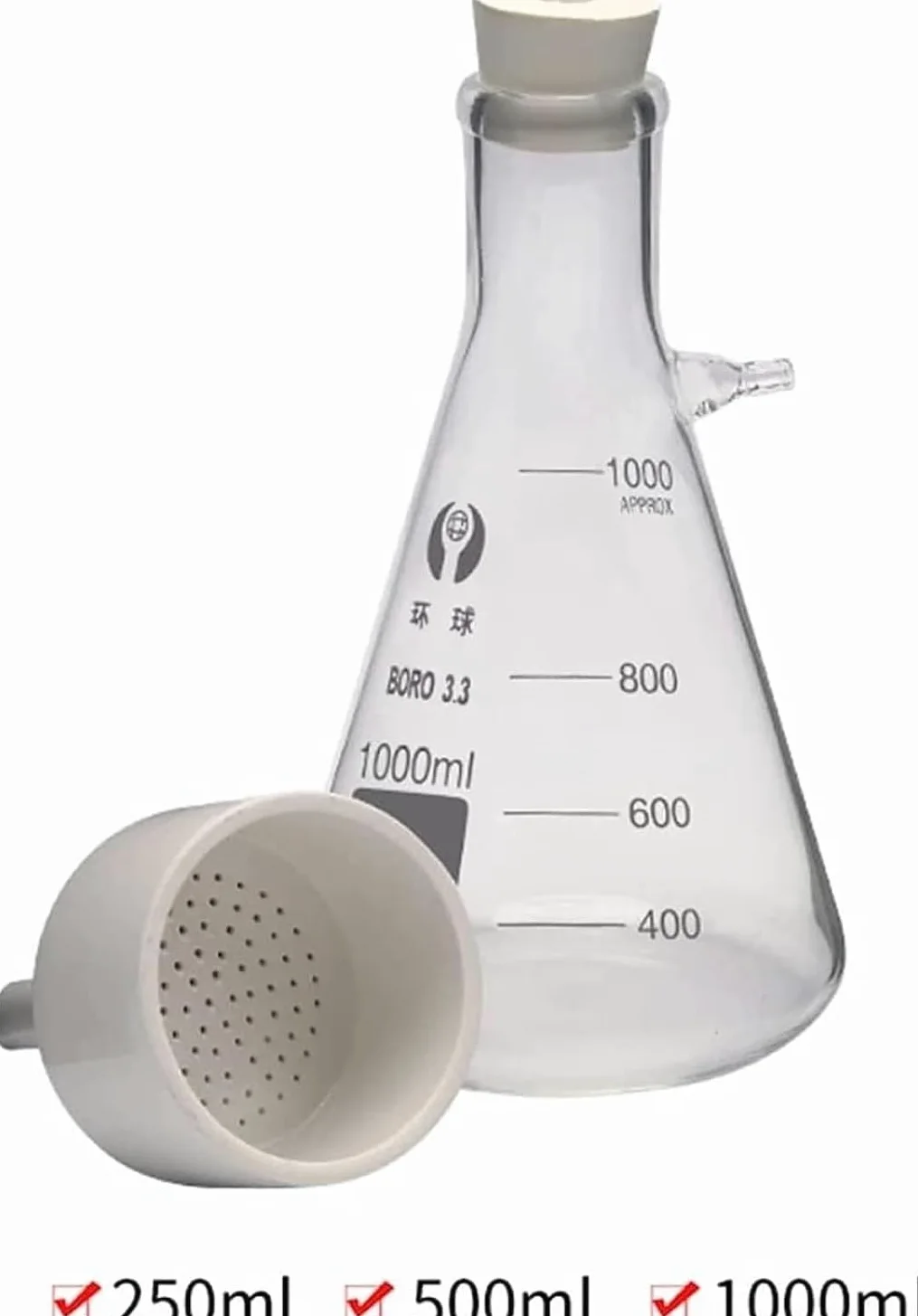 Aparato De Filtración Al Vacío Para Laboratorio, Kit De Filtro De Succión Al Vacío De Vidrio, Equipo De Destilación Al Vacío Con Bomba Manual Y Embudo, Duradero Y Resistente Al Calor 250/500/1000 Ml