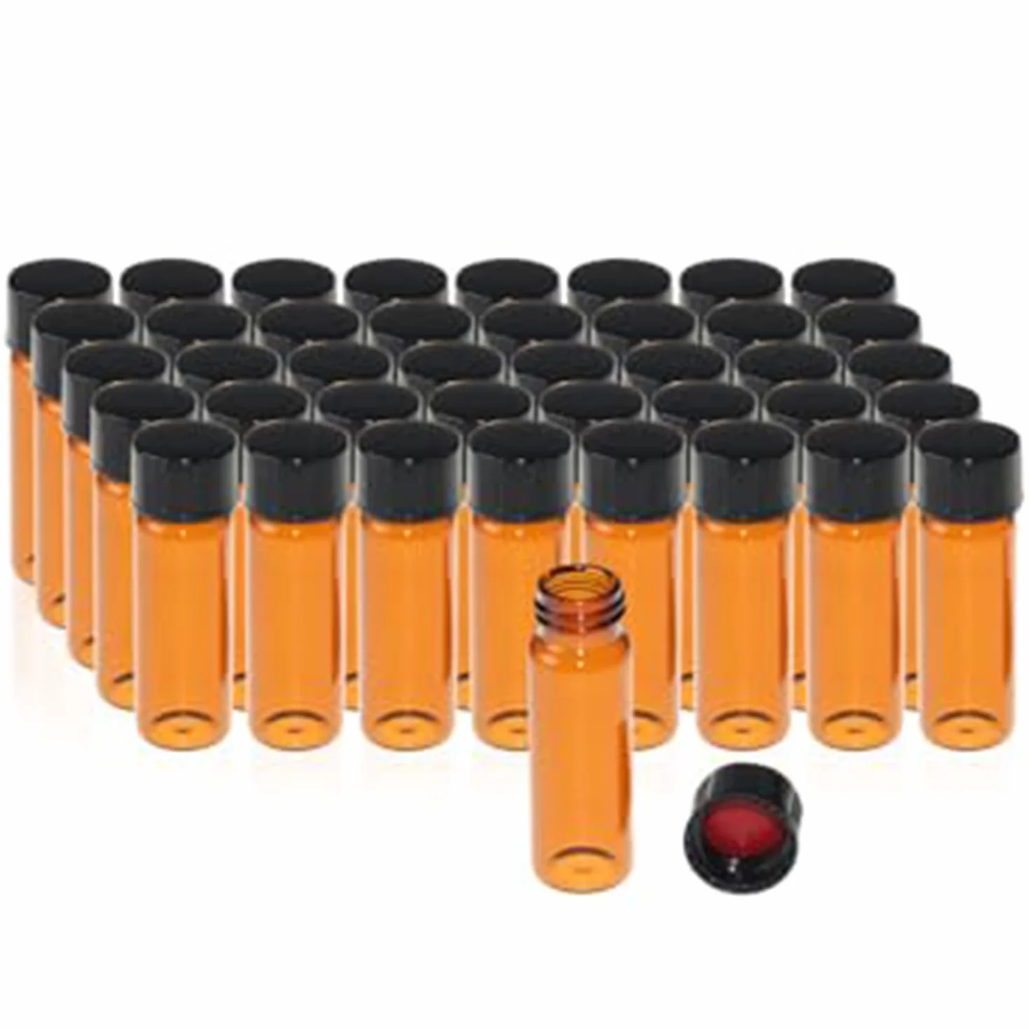 ALWSCI 4 mL Ámbar Vial de Muestra 13-425 PTFE/Silicona Roja Tapa Polipropileno 15x45 mm