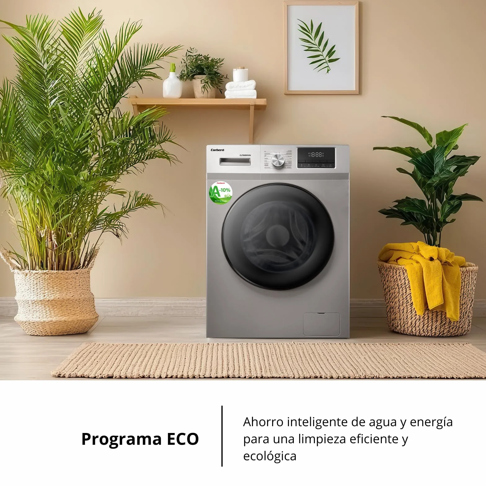 Corberó Lavadora Carga Frontal CLT805XVIN 8 Kg 1400 Rpm Inverter 16 Programas Vapor Antialérgico Inox