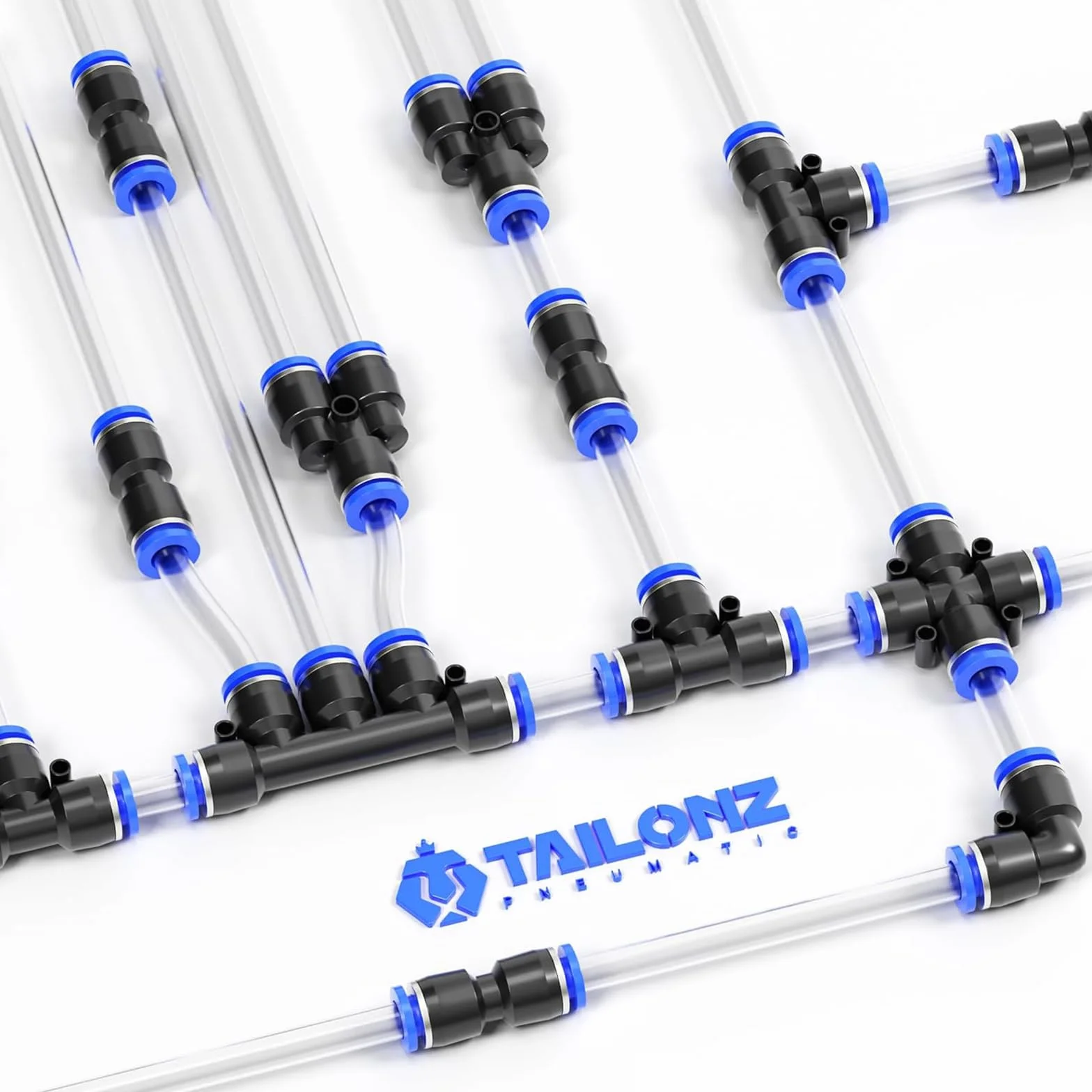 TAILONZ PNEUMATIC Accesorios de conexión a presión Kit de racores neumáticos 8mm OD 8 piezas
