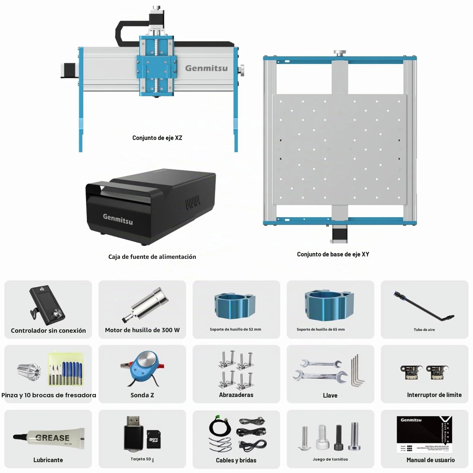 Máquina fresadora CNC Genmitsu 3030-PROVer Ultra para metal, grabadora CNC para todo tipo de metal con potente husillo de 710 W, alta precisión de ±0,03 mm, guías lineales dobles y husillos de bolas