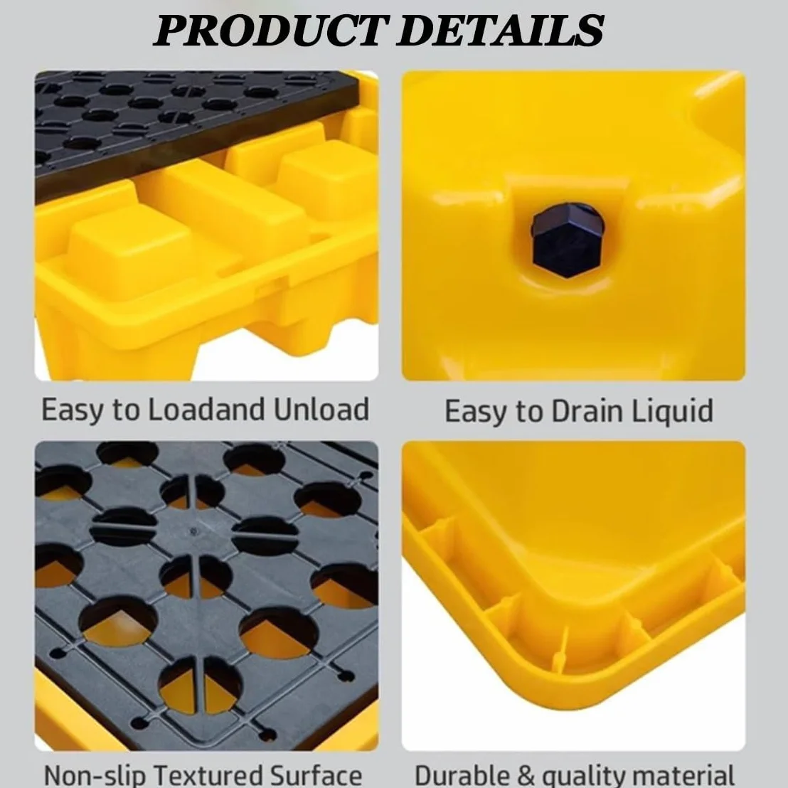 Bandeja antiderrames para Tanques de Aceite,Plataforma de contención de derrames de bidones,Carretilla elevadora de plástico a Prueba de Fugas,Bandeja antiderrames para bidones,67 * 67 * 15cm