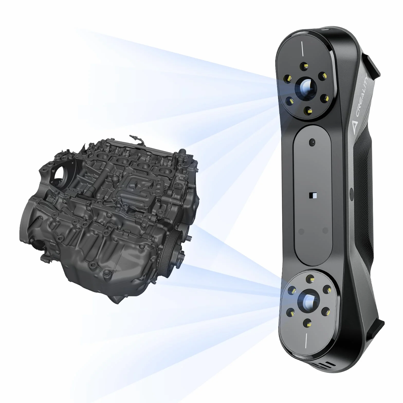 Creality CR-Scan Raptor 3D - Escáner Blu-ray industrial, seguimiento antivibración para objetos de 5 – 2000 mm, cuerpo y cara, escaneo a todo color, precisión de hasta 0,02 mm, velocidad de 60 fps