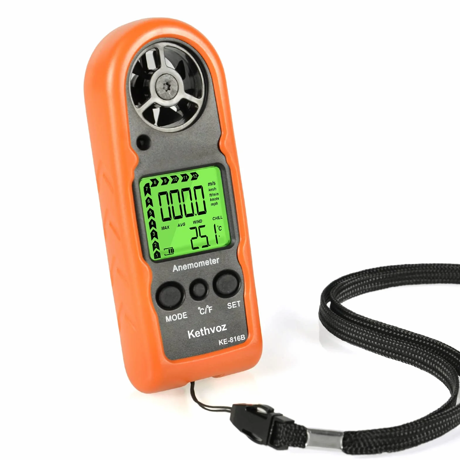 Kethvoz Anemómetro Medidor de Velocidad de Viento de Mano 816B Probador de Viento Mini para Barco Windsurf Vela Dron