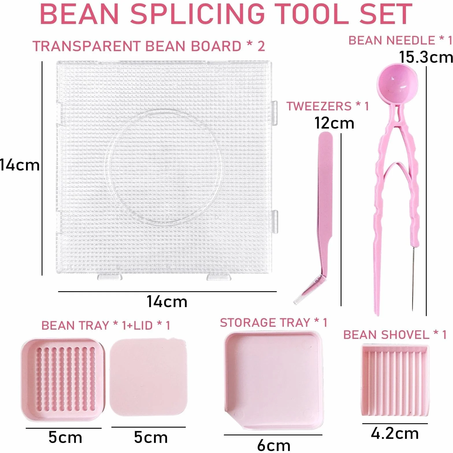 Kits de Transparentes Placas para Plancha con Pinza y Bandeja para Cuentas de 2,6mm, 8 Piezas