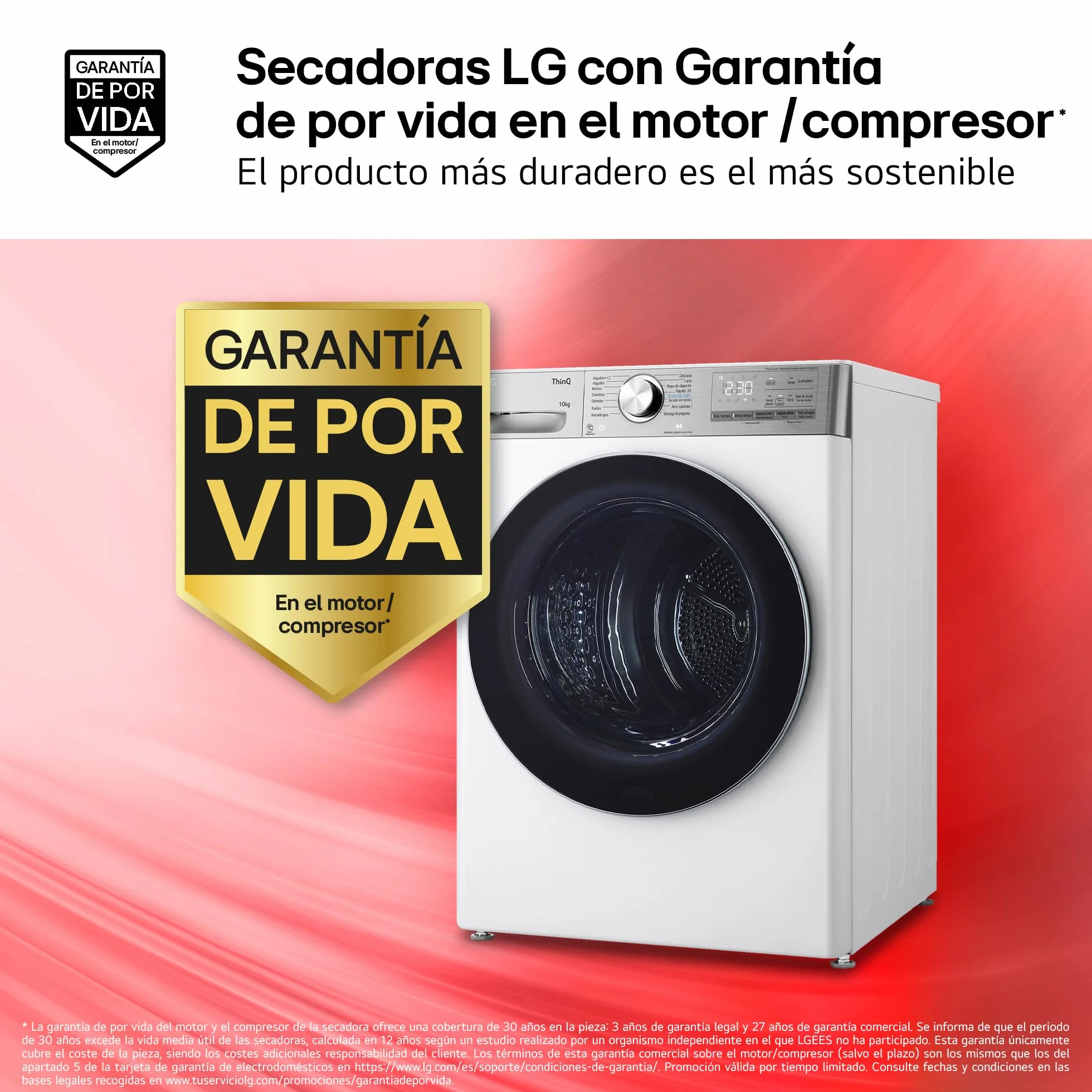 LG RH10V9AV2WR Secadora 10kg Bomba de Calor Dual Inverter Compressor Clase C Serie 900 Eco Hybrid Gran LED Acero Negro Mate