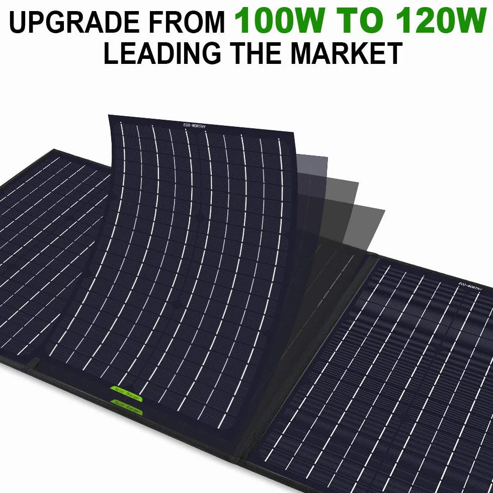 ECO-WORTHY Panel Solar Plegable 120W para Generador Portátil y Batería de RV, Salida CC para Generador Solar, Controlador 20A para Batería SLA/AGM/Litio RV Camping