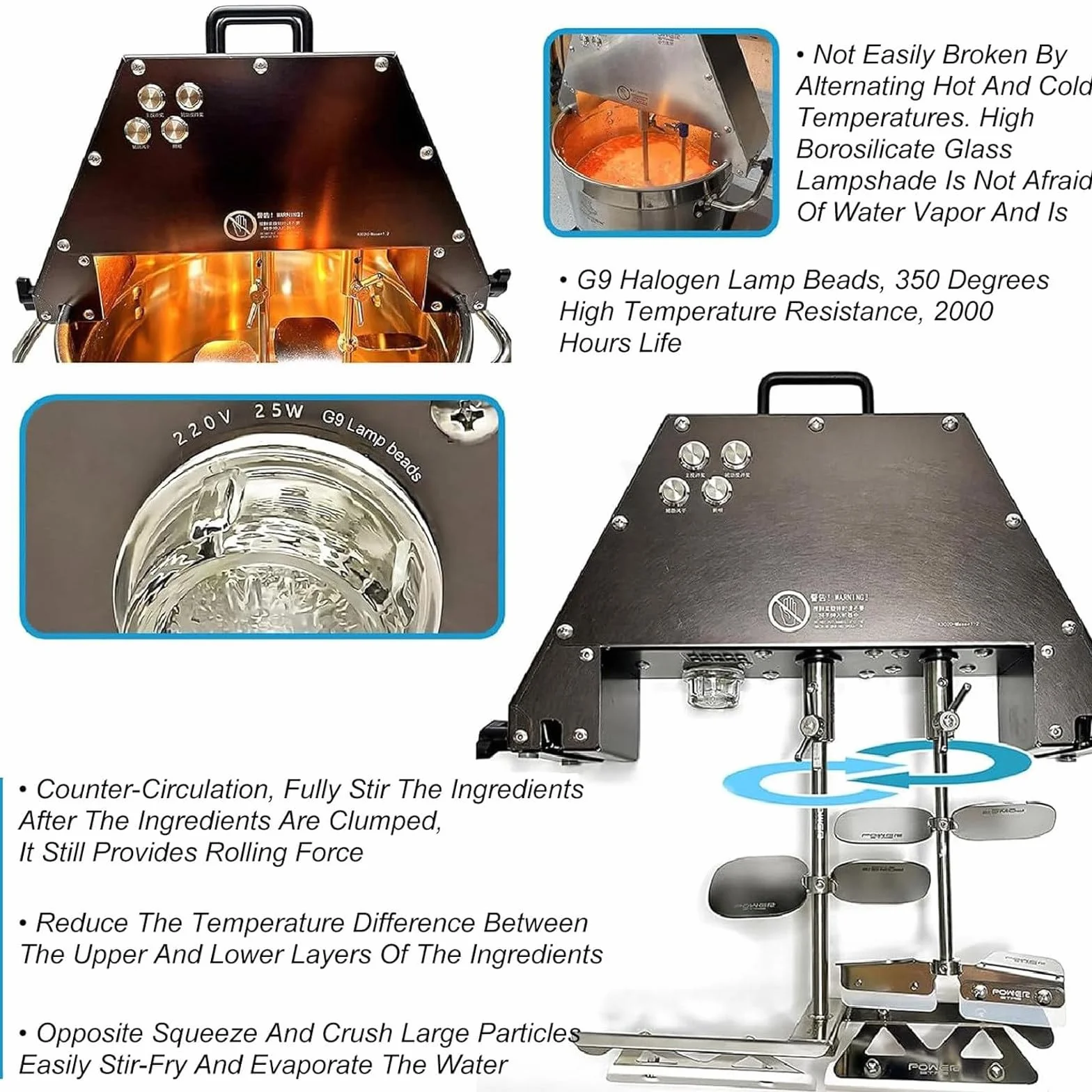 Olla Mezcladora Comercial para Alimentos De 10 L, Batidora EléCtrica, Batidora De Acero Inoxidable, con Soplador De Turbina Y Doble Cuchilla Mezcladora, para Helado, Mermelada,220V