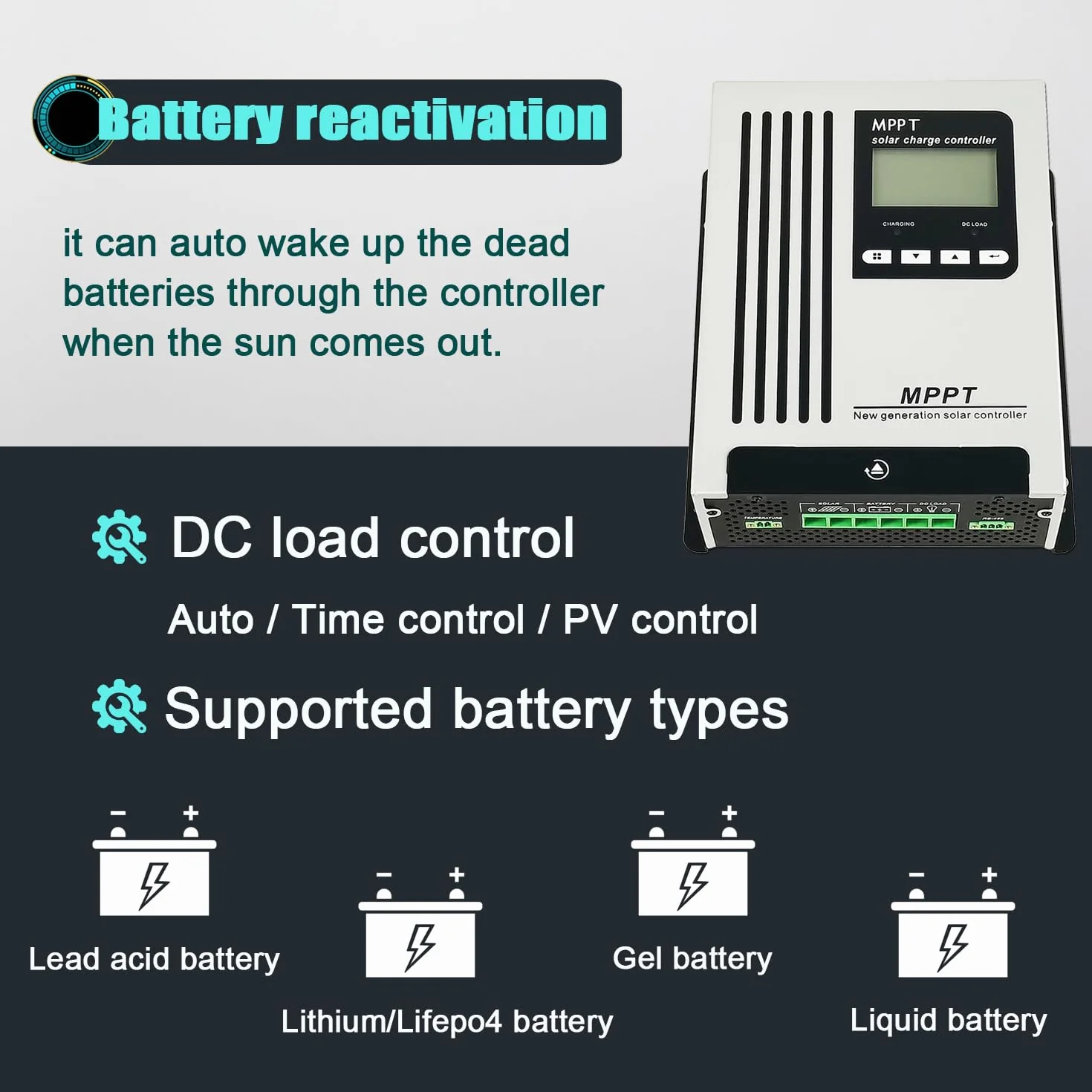 Cargador MPPT, 96 V, 65 A, 48 V, 60 V, 72 V, controlador de energía solar, regulador de energía solar, CC 180 V, para sistema solar de apagado y encendido, batería de litio AGM Flooded