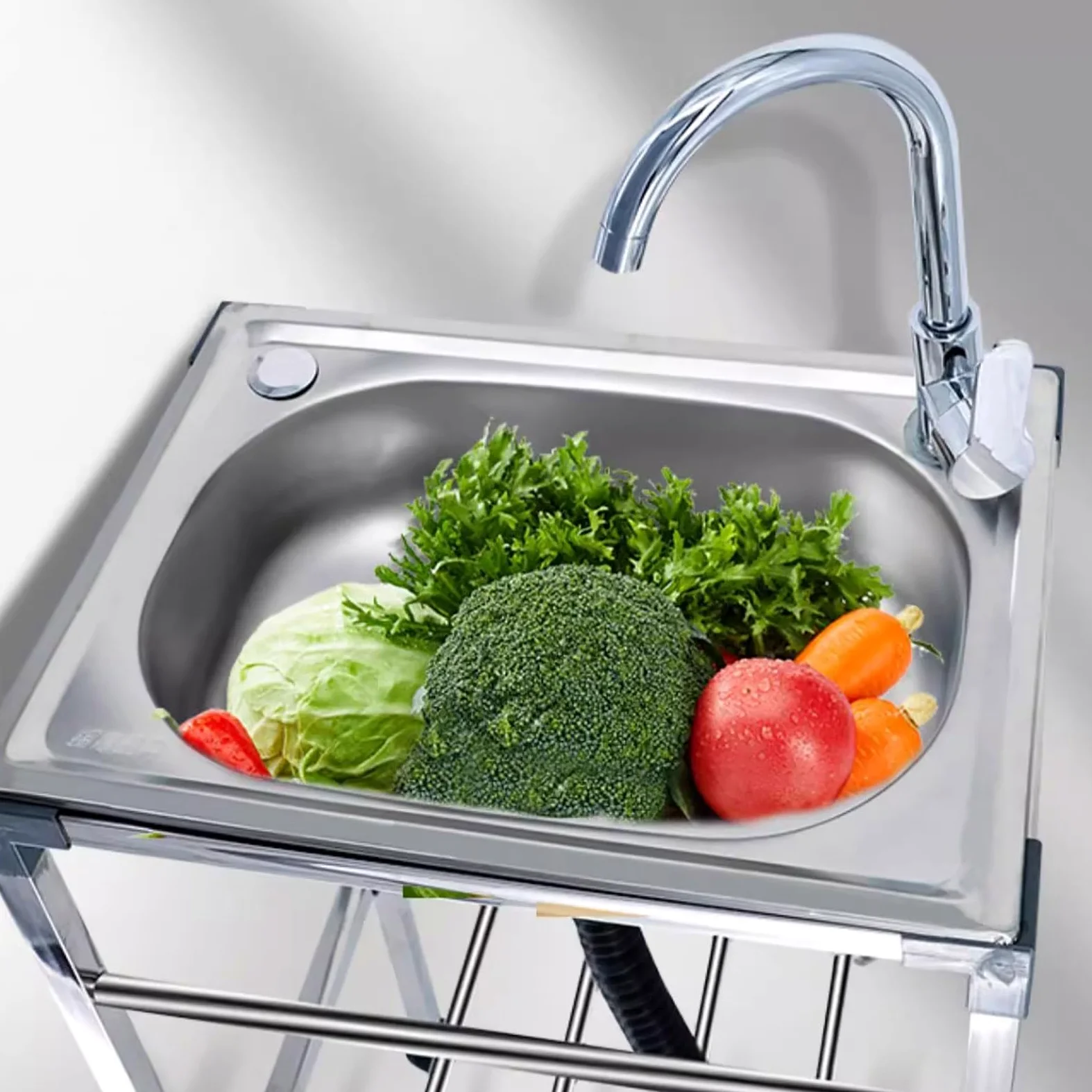 Cocina Fregadero Exterior Portatil Camping Acero Inoxidable Grifo Soporte 42
