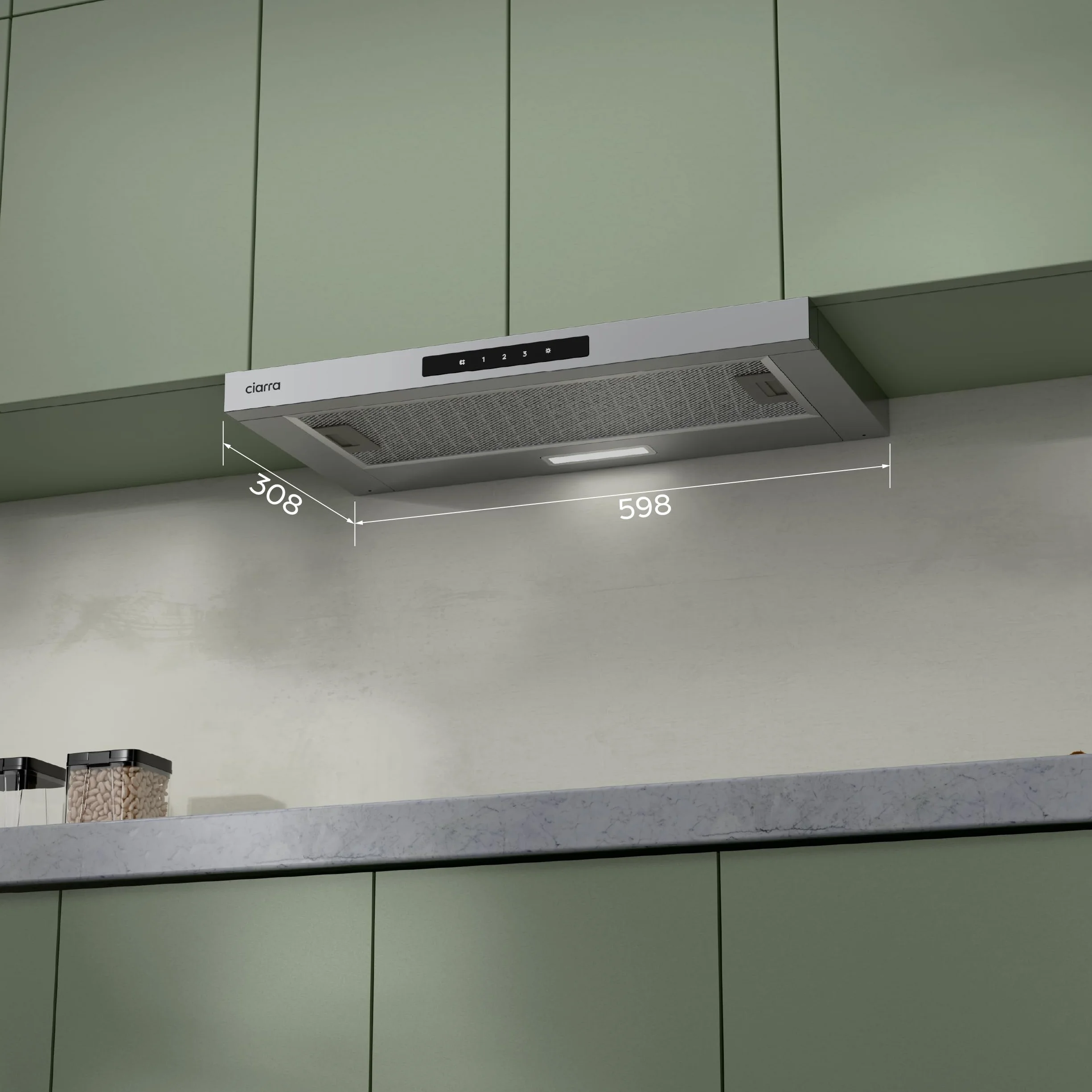 CIARRA CBCS6909A Campana Extractora Telescópica 60 cm 600 m³/h Clase A+ Acero Inoxidable Control Táctil LED