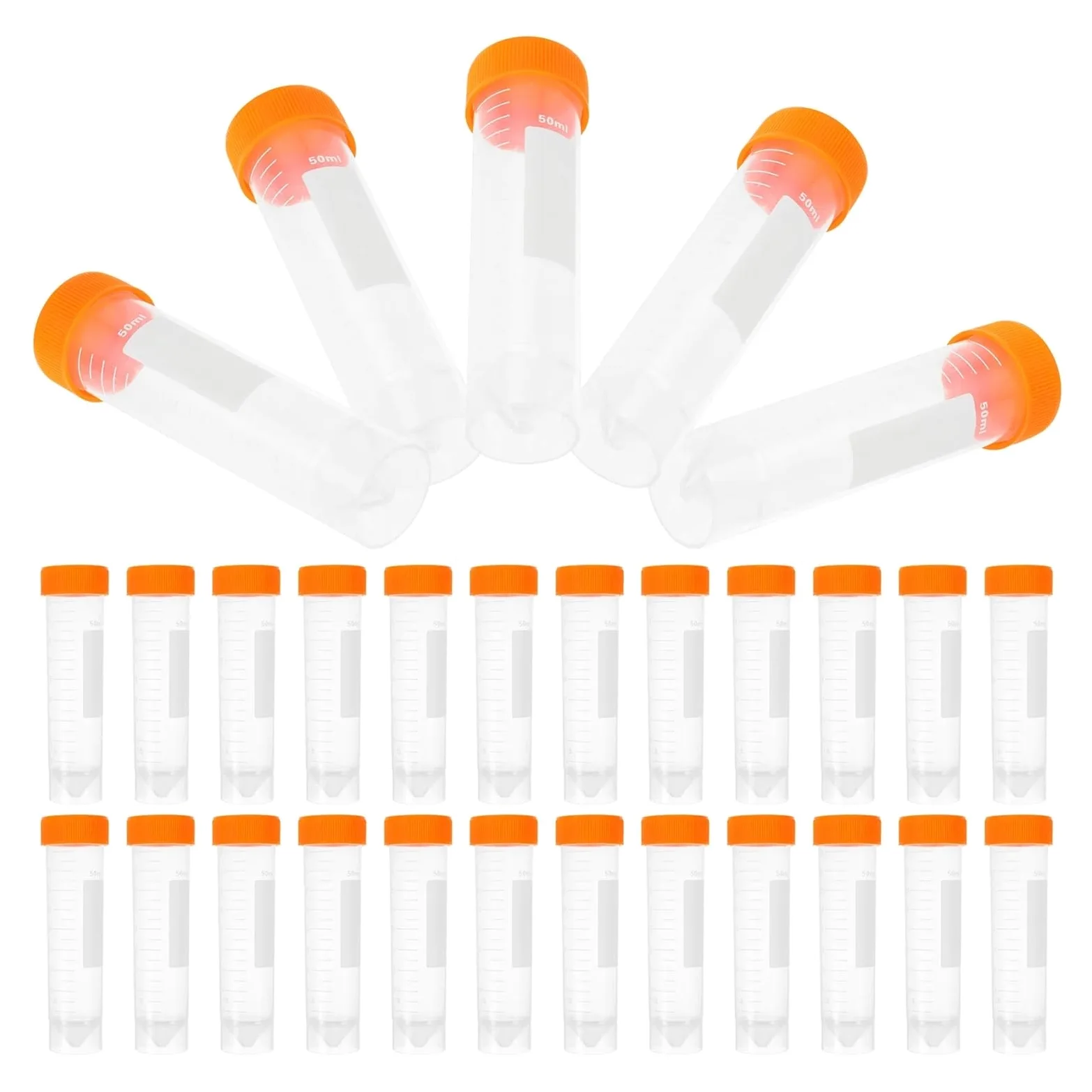 50pcs Centrifuge Tube Laboratory Use Professional Grade Tubes With Scale Markings Screw Port Flat Bottom Structure Plastic