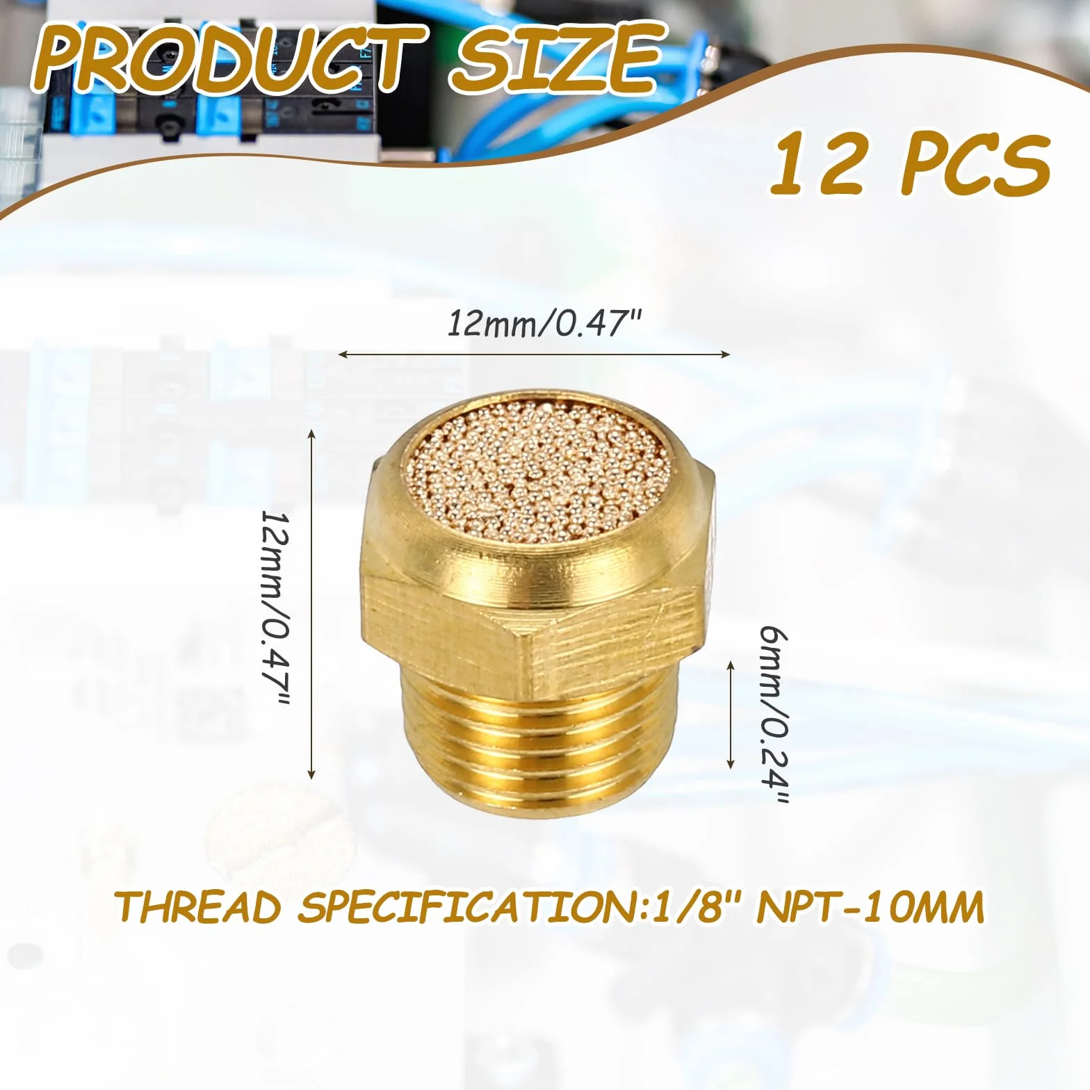 QUARKZMAN 12 Pcs Silenciador Neumático De Escape 1/8" NPT Macho Bronce Sinterizado Accesorios Línea De Aire