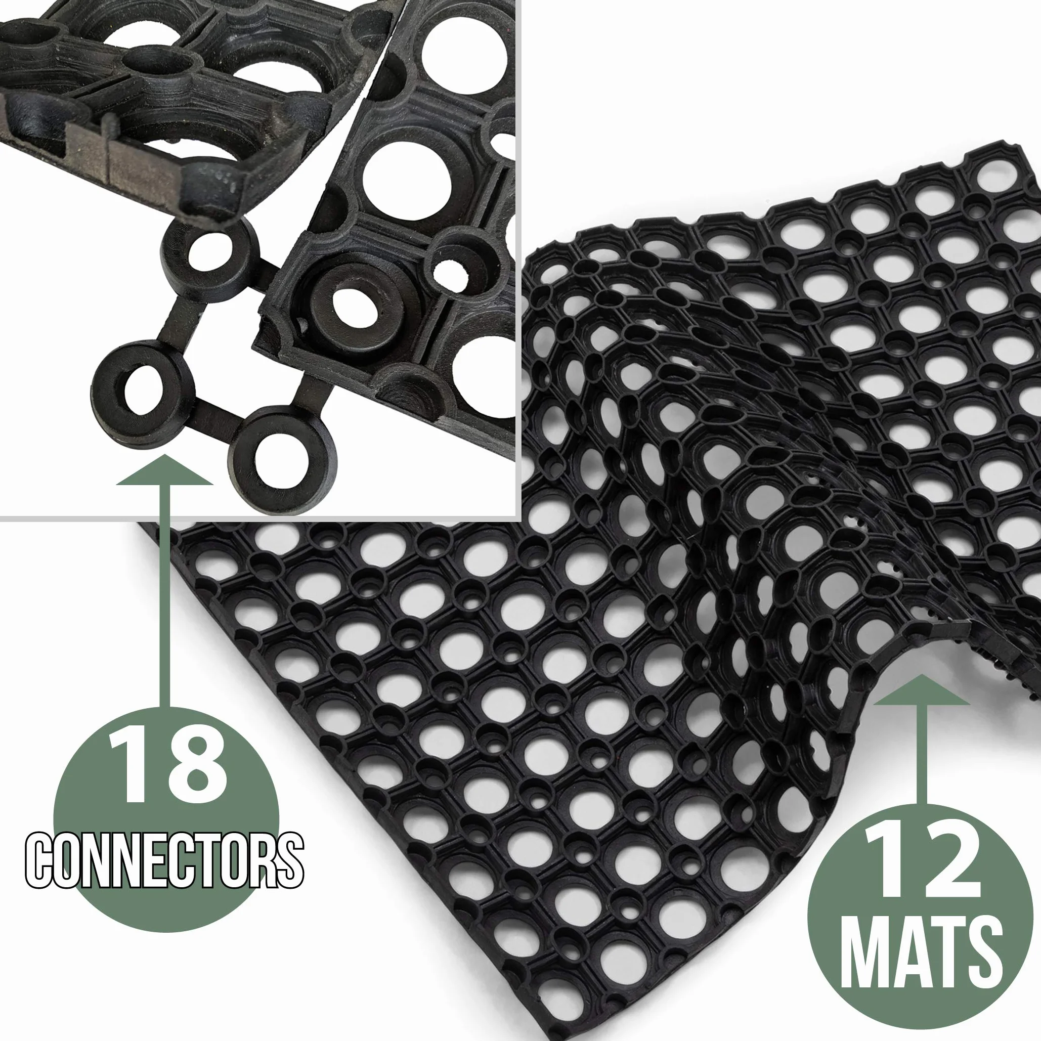 SafetyCare Alfombrilla de goma de drenaje flexible de alta resistencia - Alfombrilla de confort antifatiga - Estilo de restaurante y bar – 66 x 40 cm
