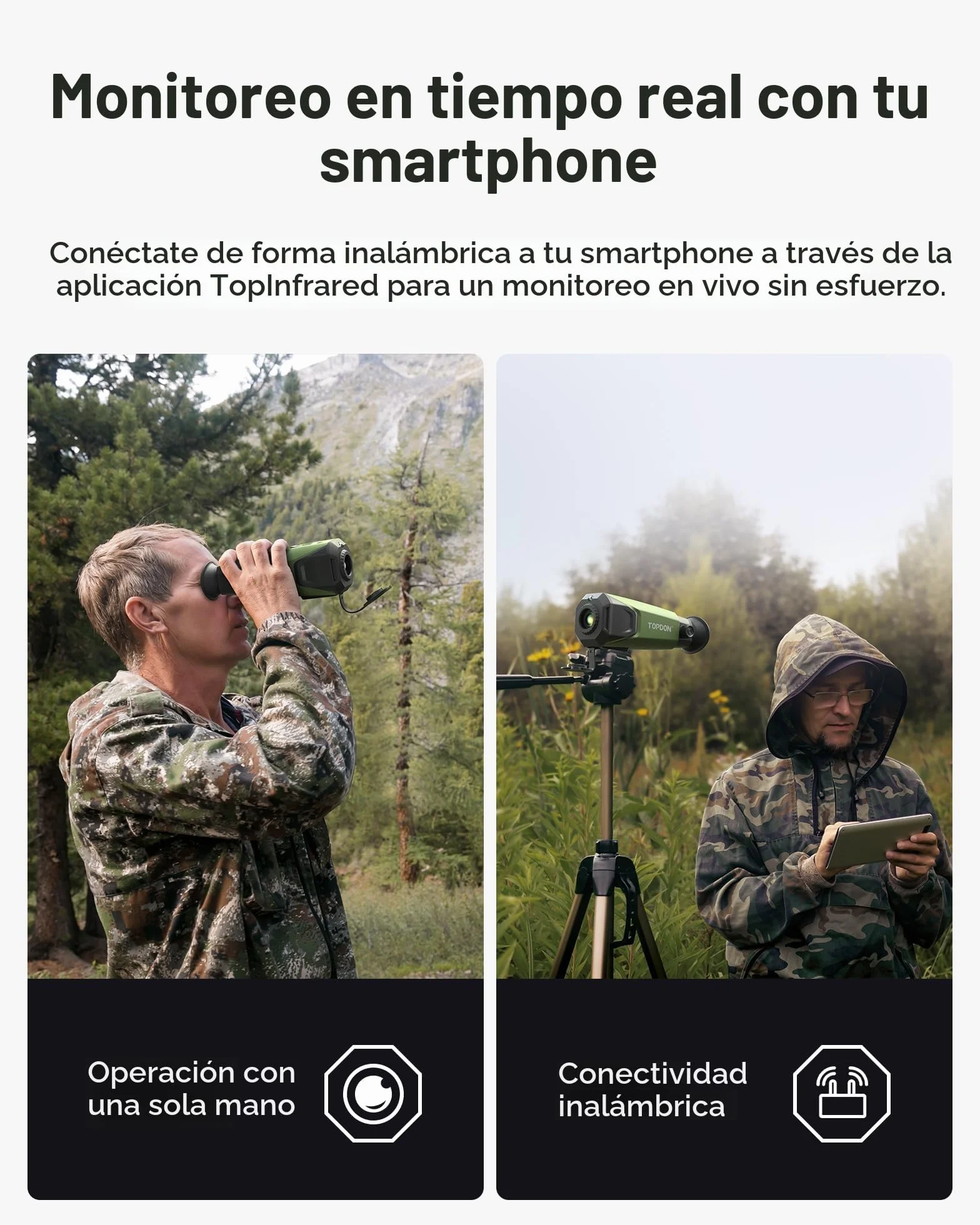 TOPDON Monocular termográfico TS004, 320x240 TISR Alta Resolución, 13 mm, 50 Hz, 32 GB de RAM, 11 Horas de batería, Ideal para exploración Nocturna al Aire Libre, observación de Fauna y Caza