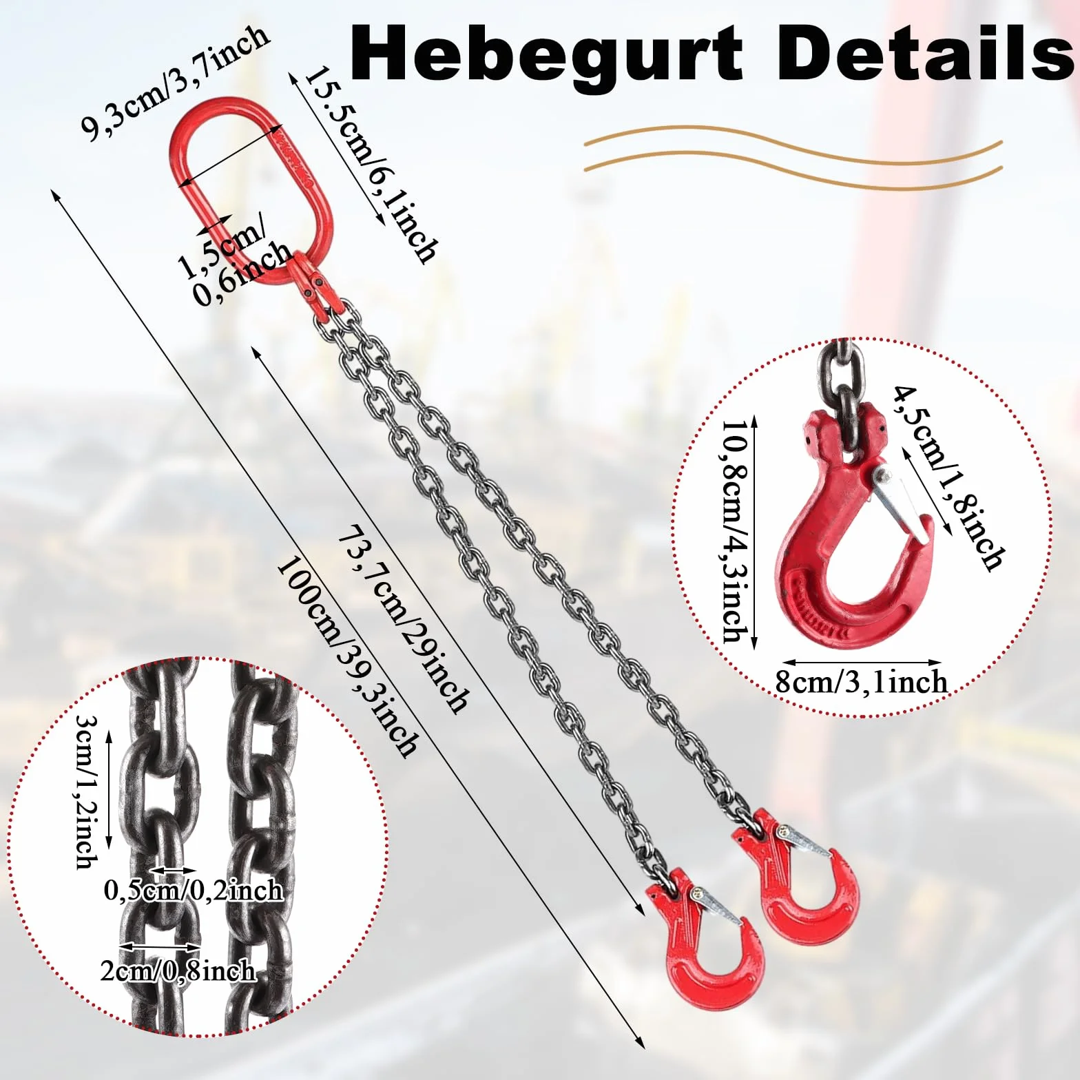 Cadena colgante de 2 hilos 1 m 2T