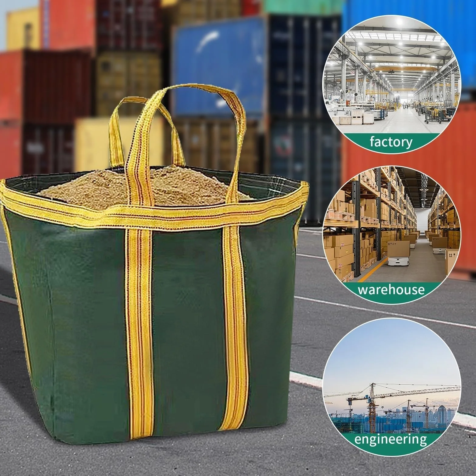 Bolsa de elevación con eslinga de nailon: bolsas de elevación reutilizables y duraderas, bolsa de vela tejida para grúas, plataformas y montacargas, para herramientas de manipulación industrial(50 X 5