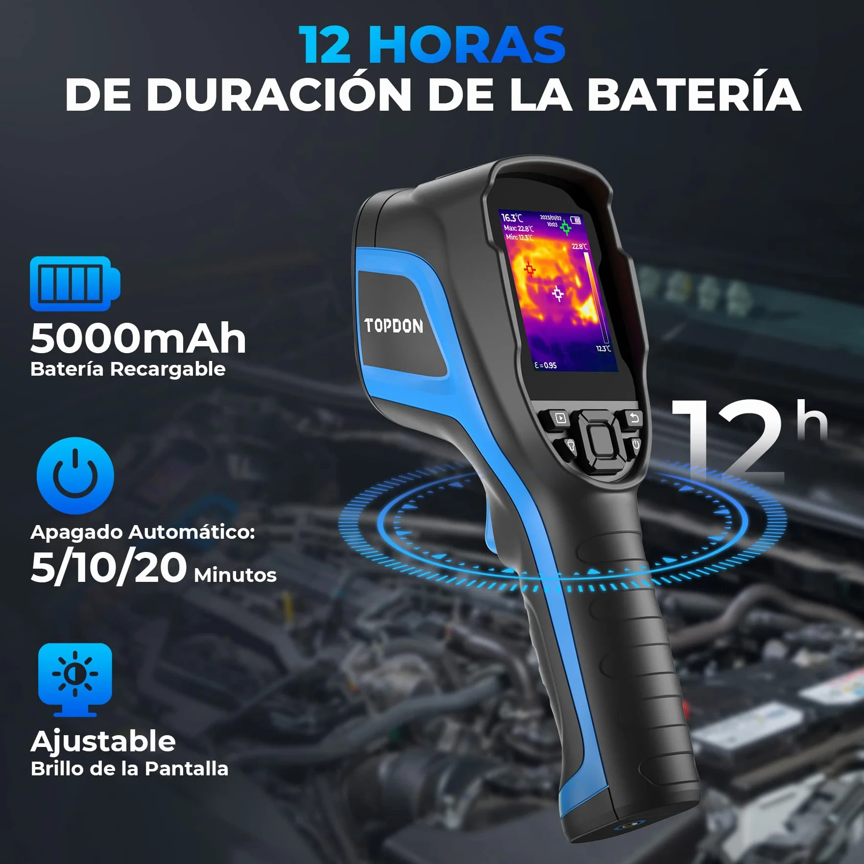 TOPDON TC004 Camara Termica, 320x240 TISR alta Resolución, Cámara Termográfica Infrarroja Profesional con Análisis de PC y Grabación de Video, 16GB Tarjeta Micro SD, Duración de Batería de 12 Horas
