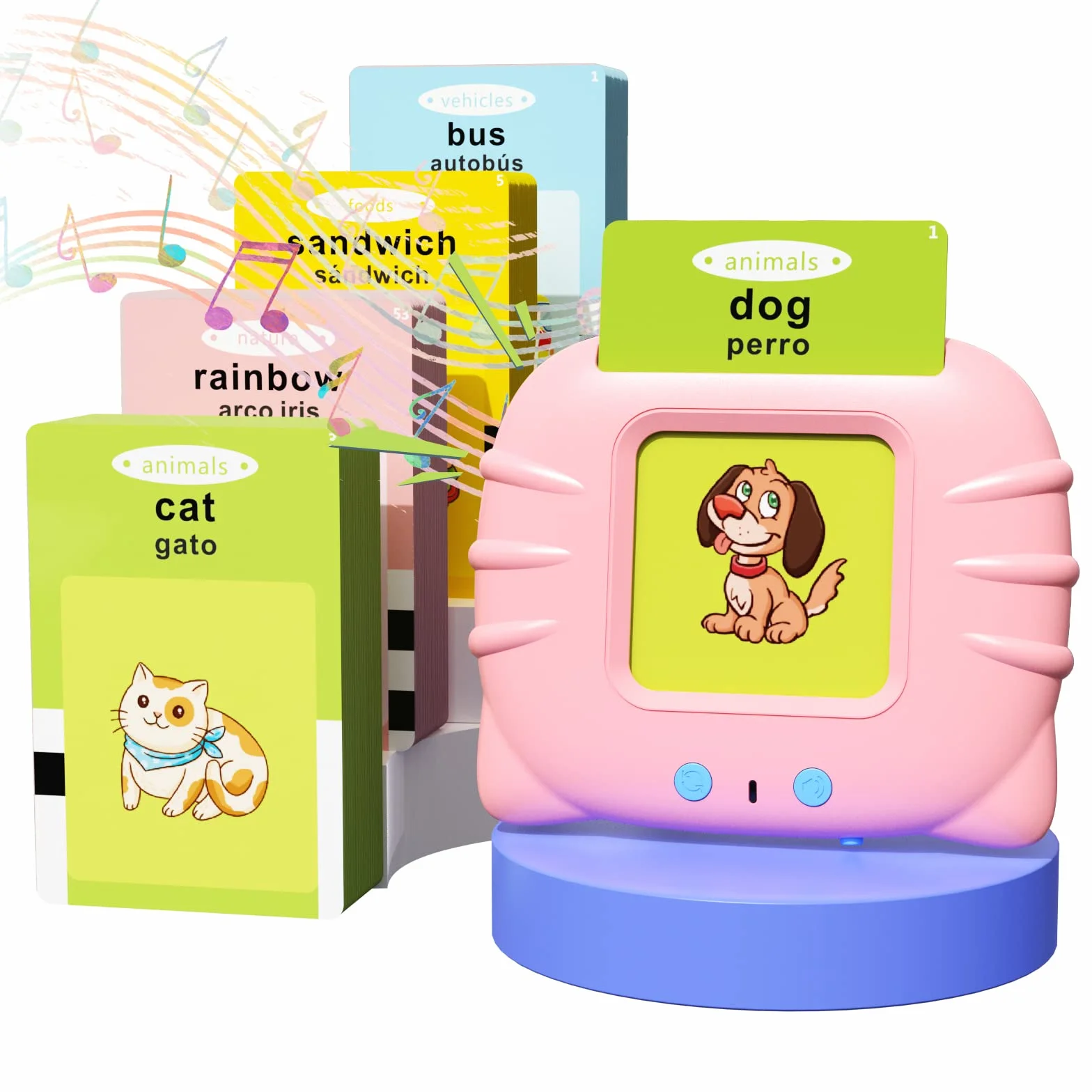 Tarjetas Flash Parlantes Juguete Montessori 112 Hojas 224 Palabras Español Inglés para Niñas 1-6 Años