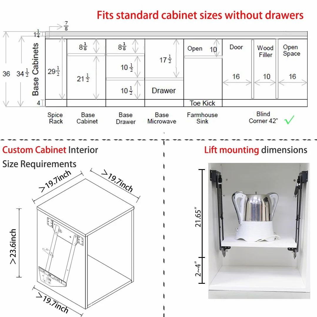 Elevador mezclador para gabinete, elevador de electrodomésticos para gabinete, sistema de elevación de almacenamiento de electrodomésticos de cocina resistente, con mecanismo de bloqueo, carga máxima