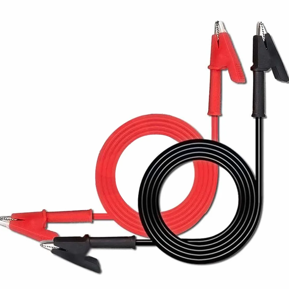 Greluma 2 pinzas de cocodrilo cables de prueba doble extremo aislantes cobre flexible 1 m
