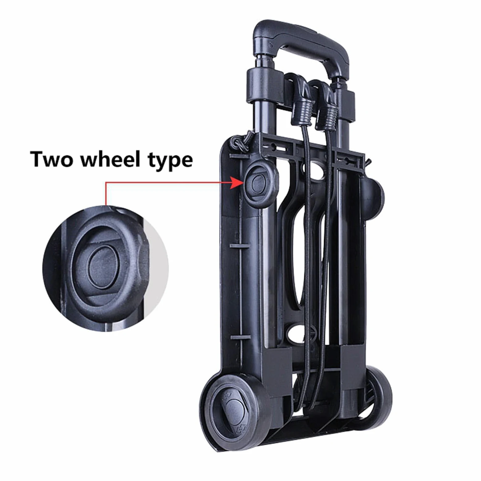 POENVFPO Carretilla de Mano Plegable, Carrito de ABS y Hierro con Ruedas, Carretilla de Mano Plegable para Viajes, Compras en la Oficina, Capacidad de 110 Libras, Barra de Tracción de 35 Pulgadas,